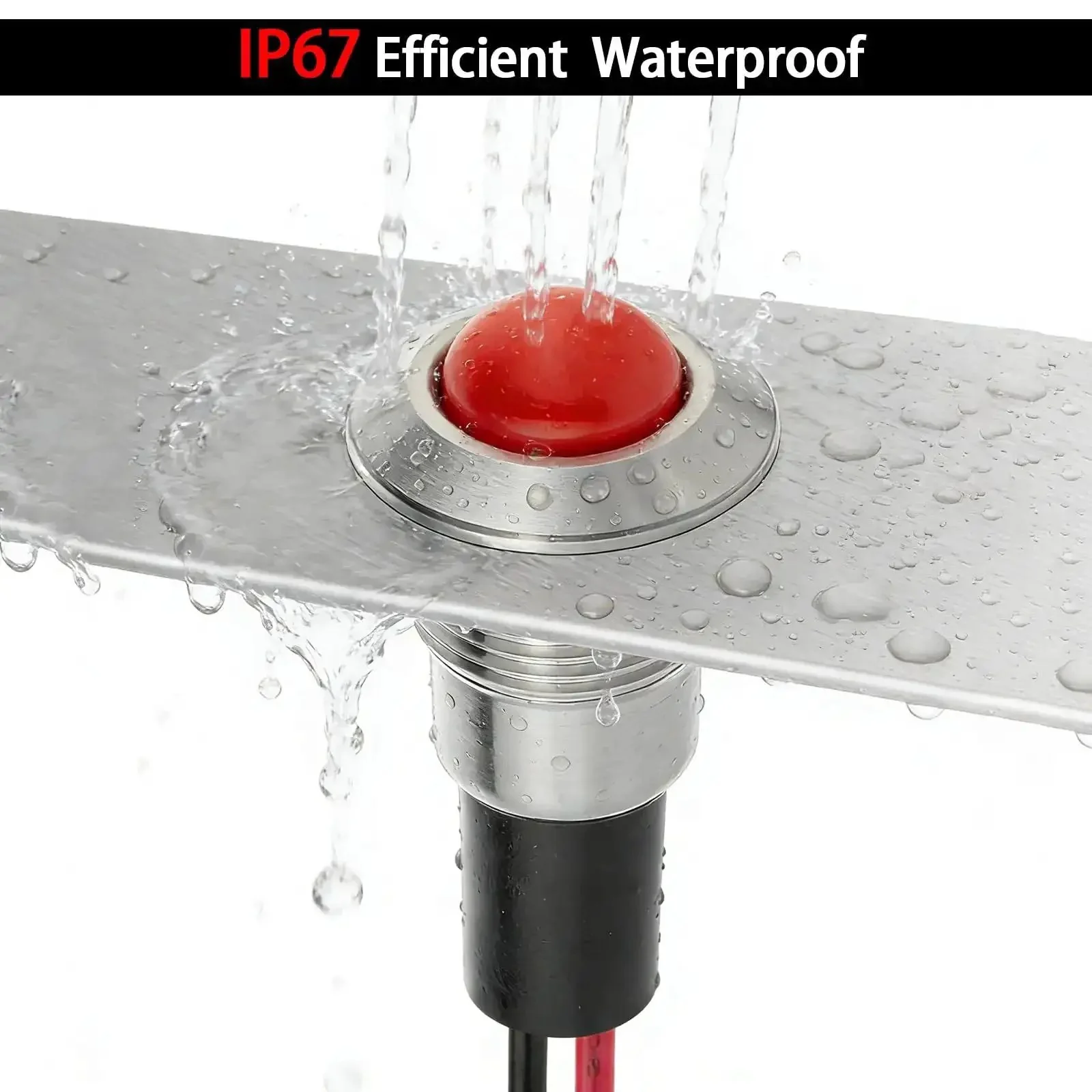 8mm Mini Indicator Light IP67 Waterproof Domed Stainless Steel 304 LED Signal Lamp Red And Green 12V 24V DC AC With 140mm Wire Low Power 0.06W 20mA Beefy Industrial Grade Panel Mount For Machinery - Image 5