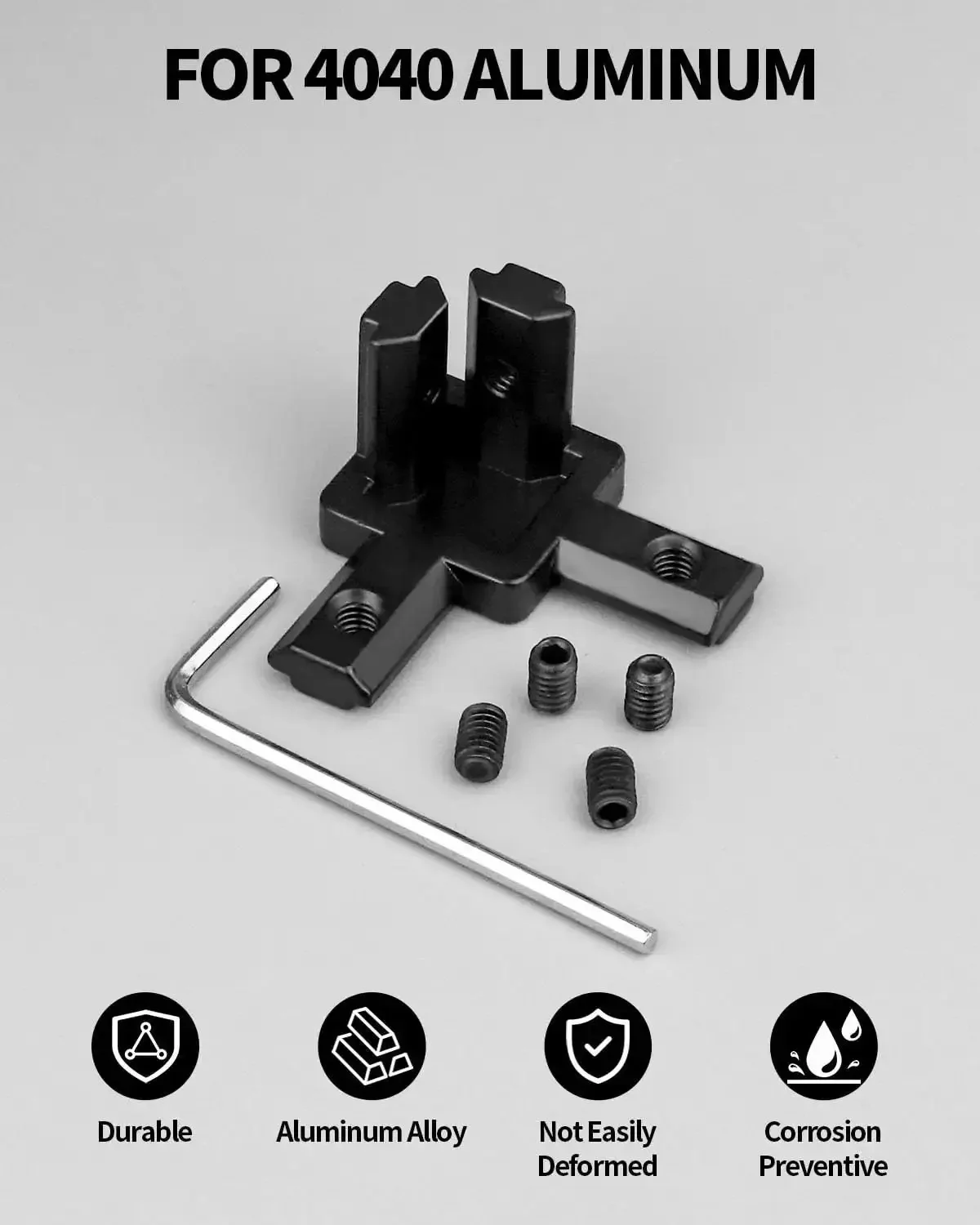 8Pcs 2020 Aluminum Extrusion 3 Way End Corner Bracket Connectors With Screws And Wrench For 2020 Series 6mm Slot Profiles Heavy Duty L Shape Joints For Industrial Frames 3D Printers CNC Machines Robotics - Image 5