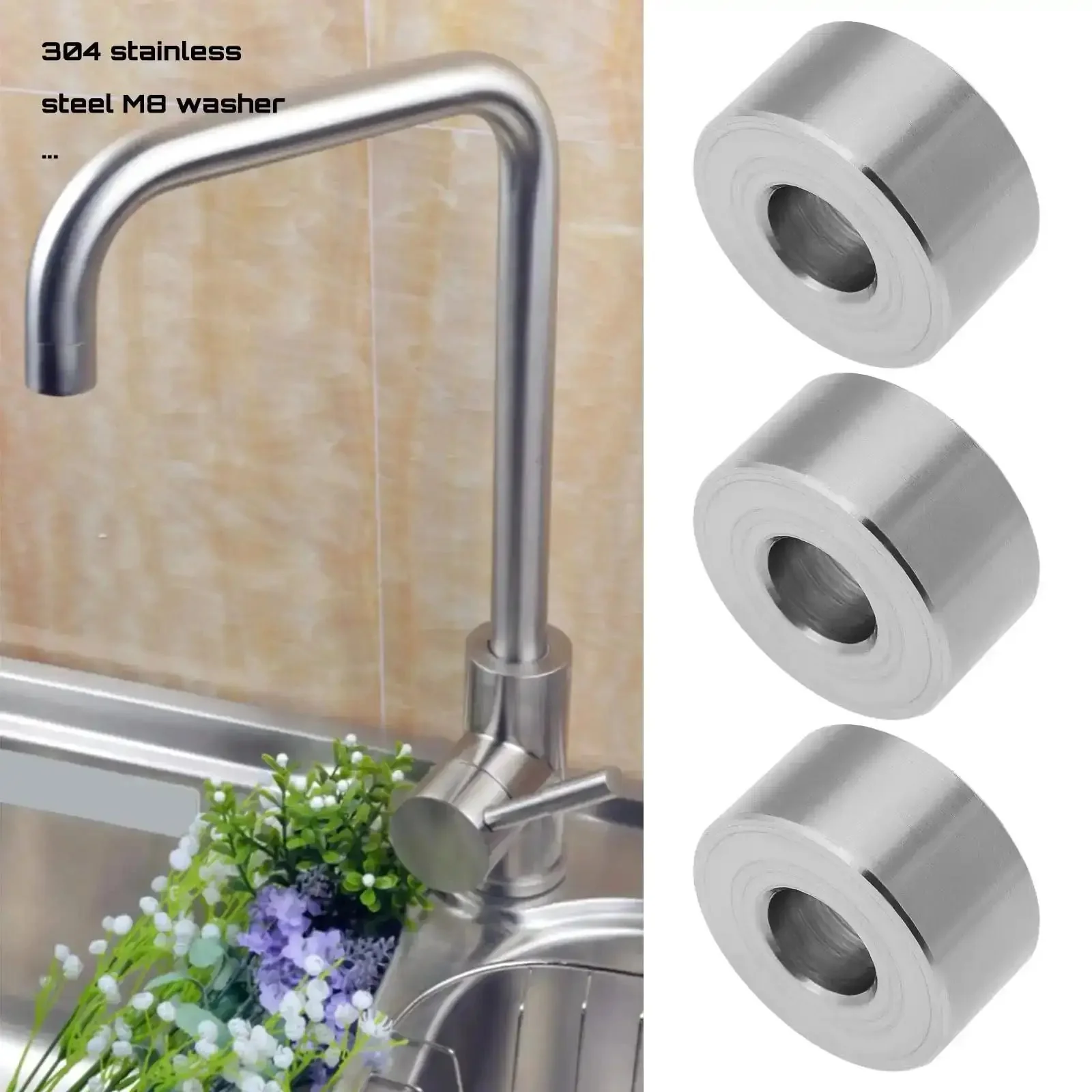 8Pcs 304 Stainless Steel Spacer Sleeves M8 Unthreaded Bushings Gaskets ID 8.2 X OD 20mm, Height 10mm, Tough As Nails For Mechanical Power Equipment And Metal Devices - Image 7