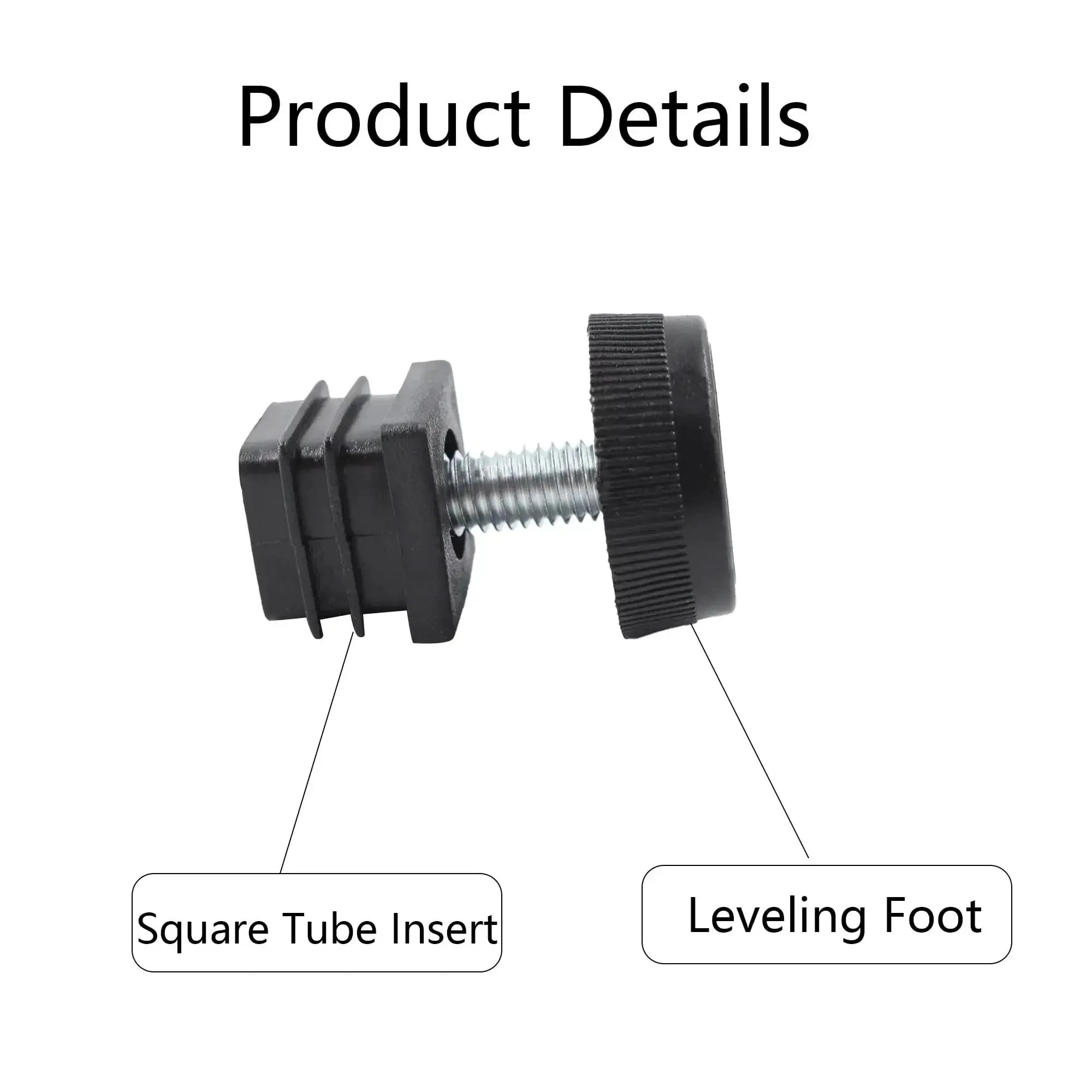 8Pcs Adjustable Leveling Feet Square Insert Kit For Cabinets Sofas Tables And Chairs Black 20x20mm Inserts 30x11mm Base Levelers Durable Furniture Glides For Floor Protection And Easy Leveling - Image 5