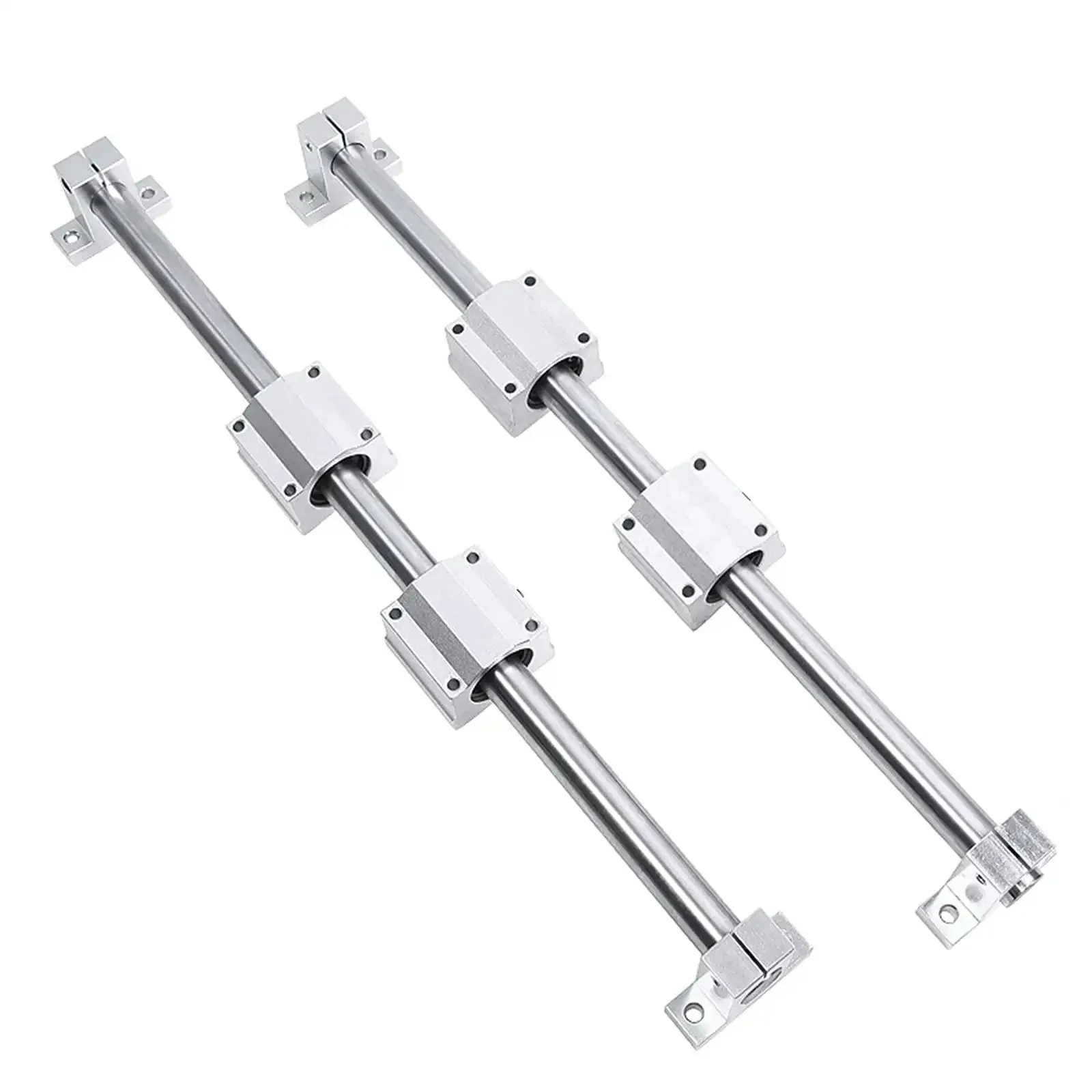 8x200mm Linear Rail Shaft Kit 2Pcs With 4 Guide Supports And 4 SC8UU Ball Bearing Slides For Smooth Precise Optical Axis Motion Ideal For CNC Machines 3D Printers And DIY Linear Motion Projects
