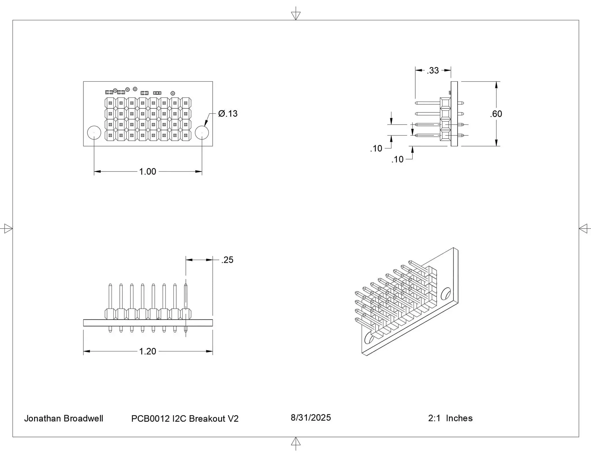 8x4 I2C Bus Breakout Boards With LED And Pull Up Resistors, 4 Pack Jumpers Ready, No Active Electronics, Wombat Compatible PCB For Easy I2C Expansion Or Power Bus With Jumper Wires - Image 2