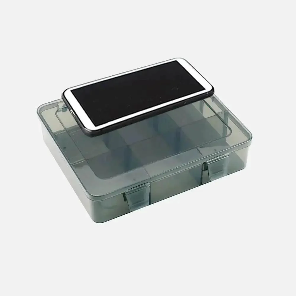 9 Grid Craft Storage Organizer Box With Removable Dividers For Beads Jewelry Buttons And Small Parts Translucent Gray Plastic Container Durable Non Toxic Construction Measures 7.3 Inch By 6.1 Inch By 1.7 Inch - Image 2