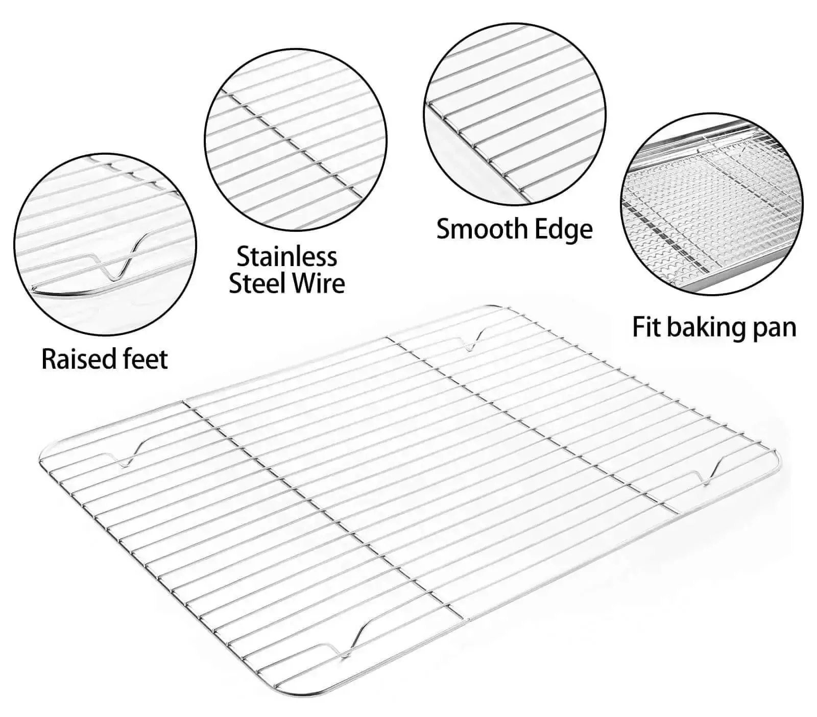 9 Piece Stainless Steel Baking Set With Cooling Racks And Silicone Mats For 10 12 16 Inch Pans Includes 3 Baking Sheets 3 Racks And 3 Mats Fits Regular And Toaster Ovens Easy Clean - Image 5
