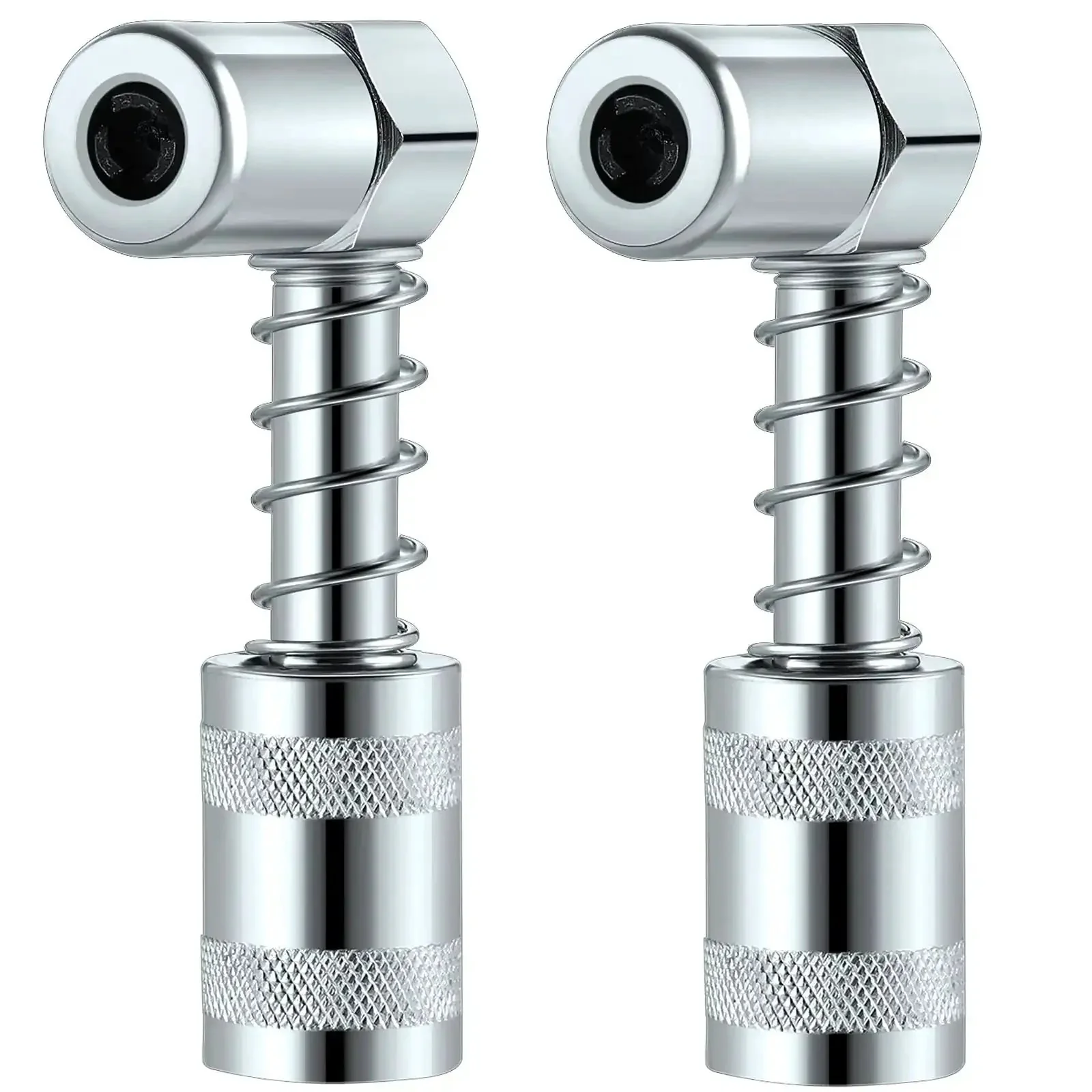 90 Degree Grease Coupler And Gun Adapter Two Pack With 3 Jaw Swivel Right Fittings For No Spill Greasing Quick Lock And Release Grease Gun Tips For Farm Auto Truck And Industrial Use