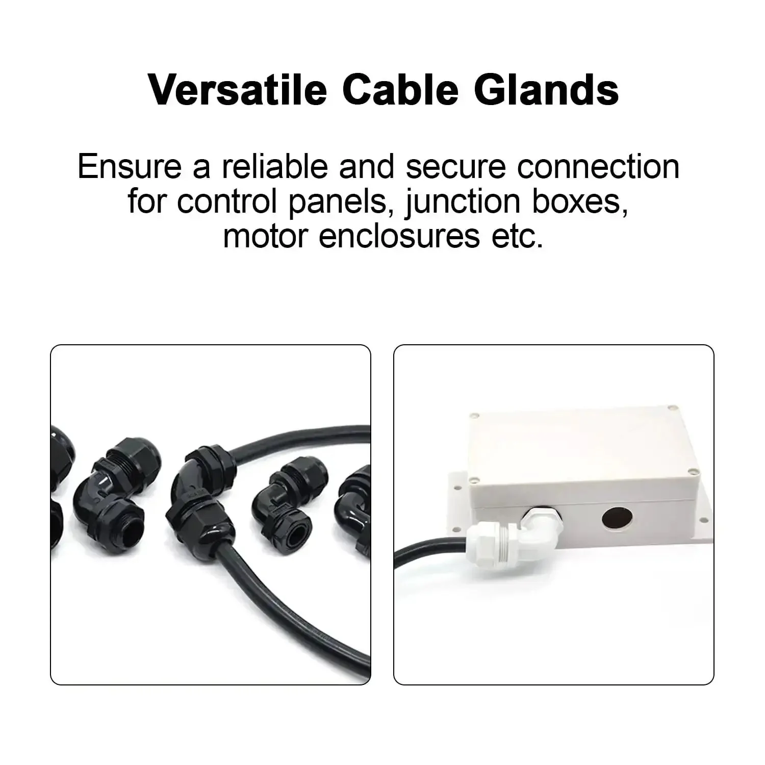 90 Degree M20 Cable Gland Adjustable 9 to 14mm Strain Relief Cord Connector With Nylon Joints And Gaskets 2 Pack For Junction Boxes And Electrical Enclosures Ready For DIY And Pro Install - Image 3