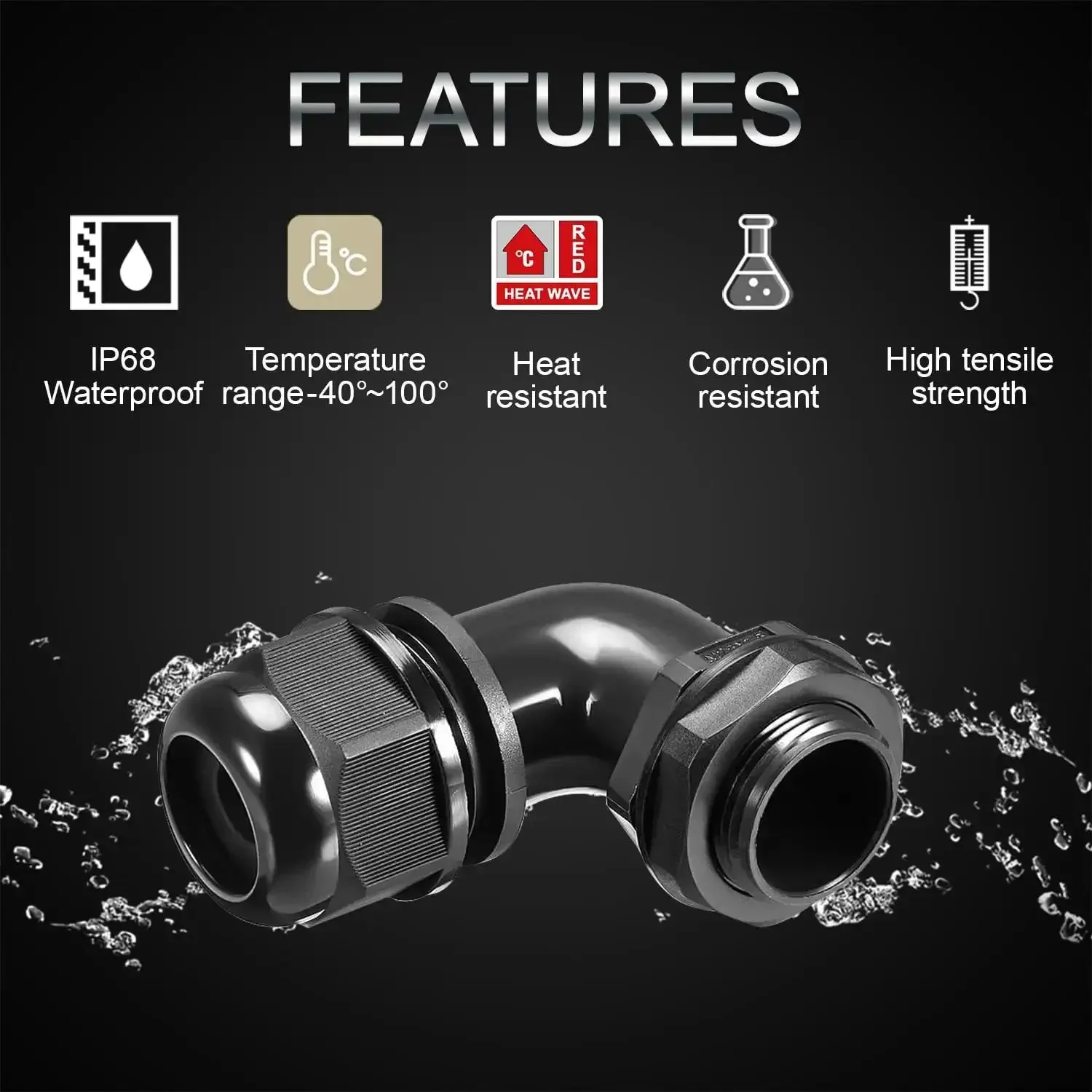 90 Degree M20 Cable Gland Adjustable 9 to 14mm Strain Relief Cord Connector With Nylon Joints And Gaskets 2 Pack For Junction Boxes And Electrical Enclosures Ready For DIY And Pro Install - Image 5