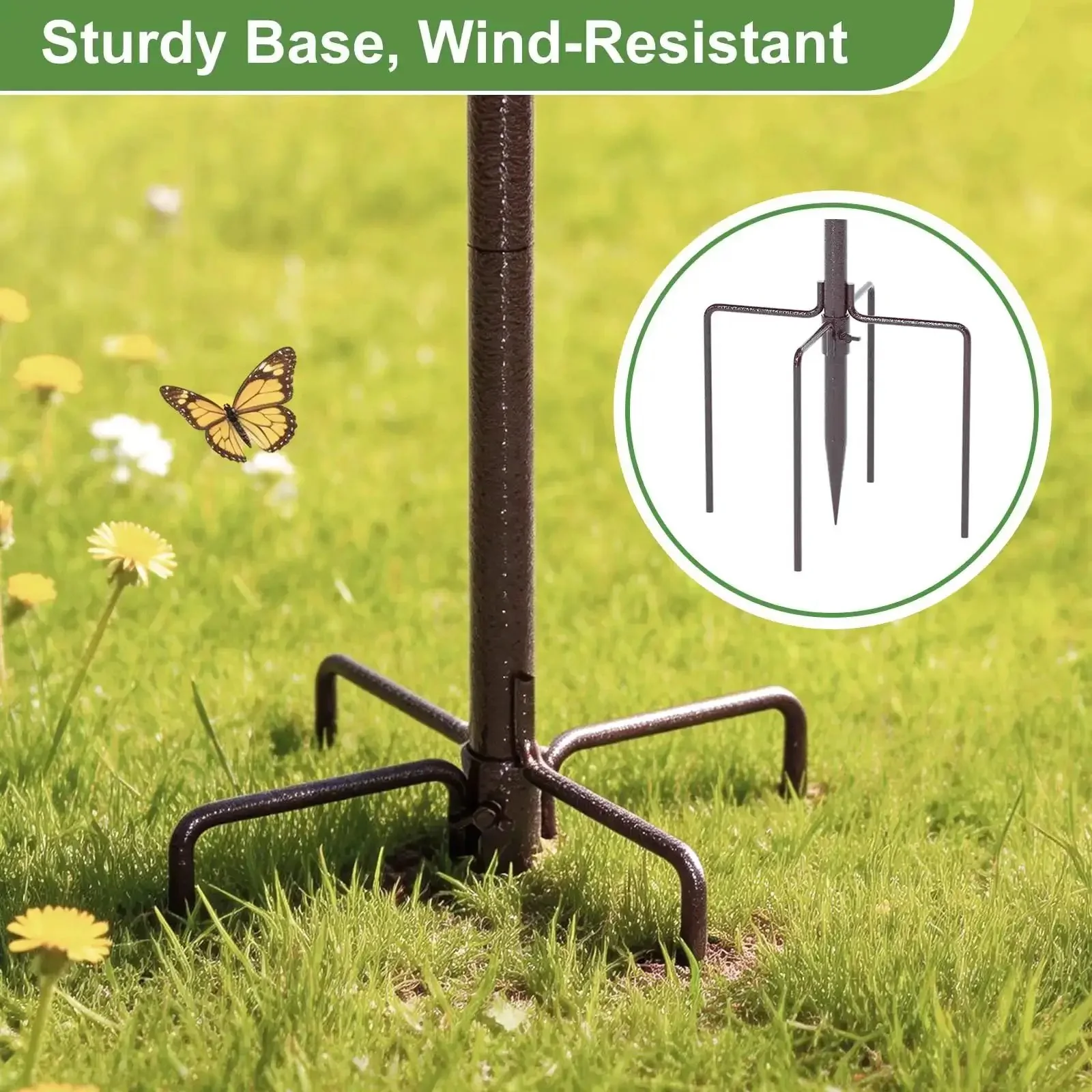 94 Inch Garden Bird Feeding Station Kit With Heavy Duty Metal Squirrel Baffle Seed Tray And Mesh Basket Squirrel Proof No Sweat Assembly Ground Mounted Feeder Pole For Backyard Patio Or Yard - Image 6
