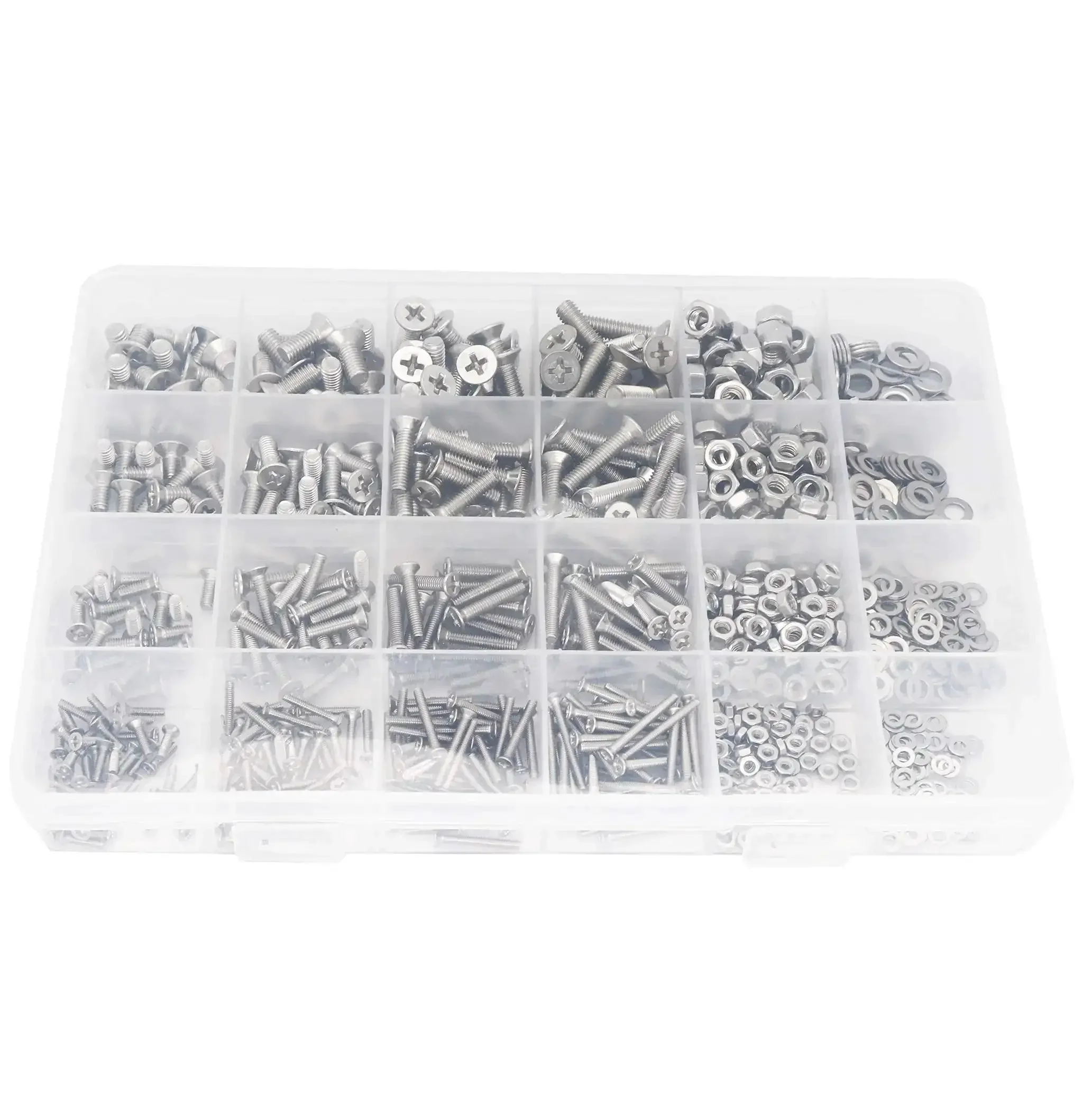 940Pcs M2 M3 M4 M5 Phillips Countersunk Flat Head Machine Screws With Hex Nuts And Flat Washers Assortment Kit For DIY Pros, Home Improvement, And Everyday Hardware Hacks - Image 2