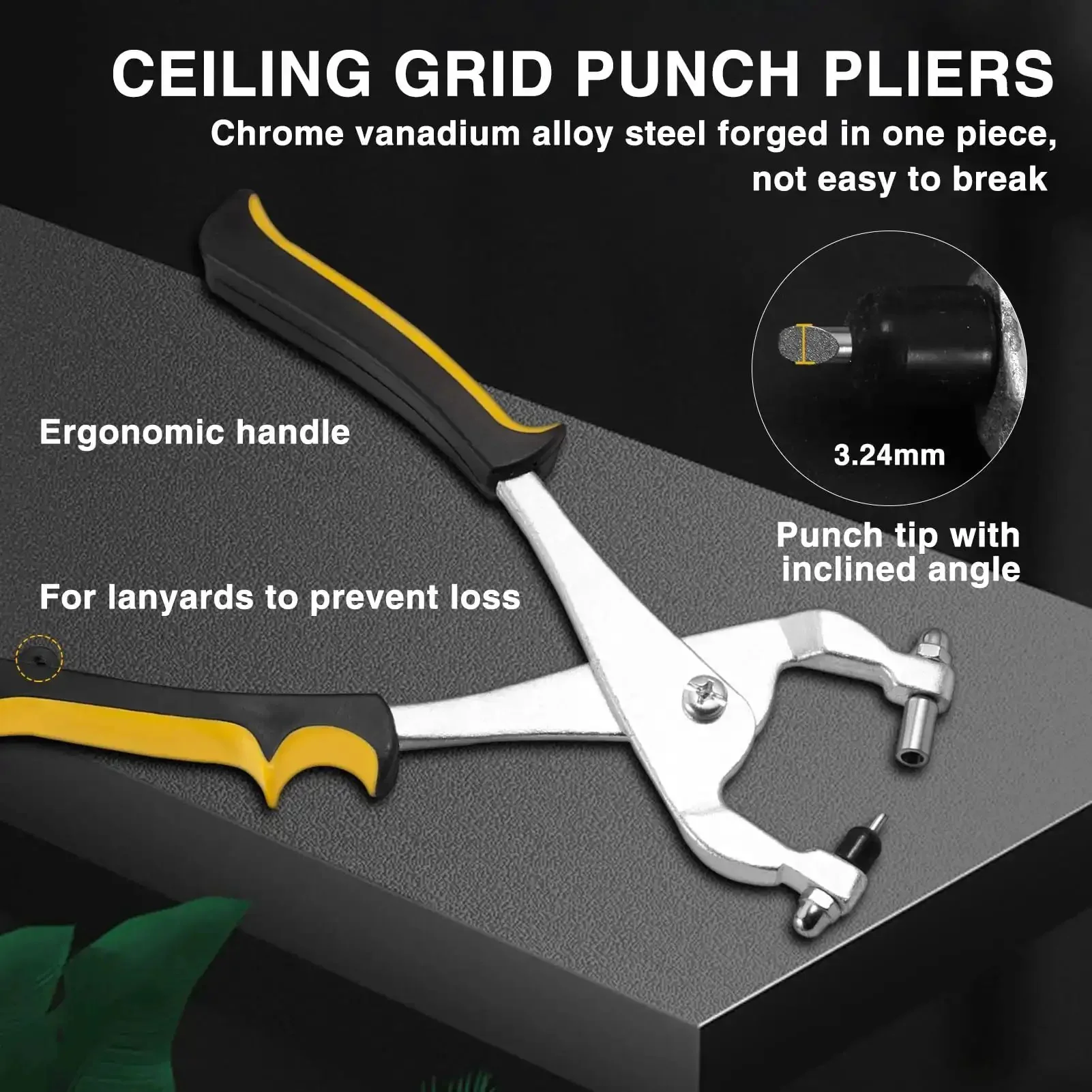 9.5 Inch Ceiling Grid Punch Tool For Suspended Ceilings, Heavy Duty Hole Punch Pliers For Metal Sheets, Cutter Pliers With Compound Leverage Design For Easy Ceiling Grid Installation And Labor Saving Decor Projects - Image 7