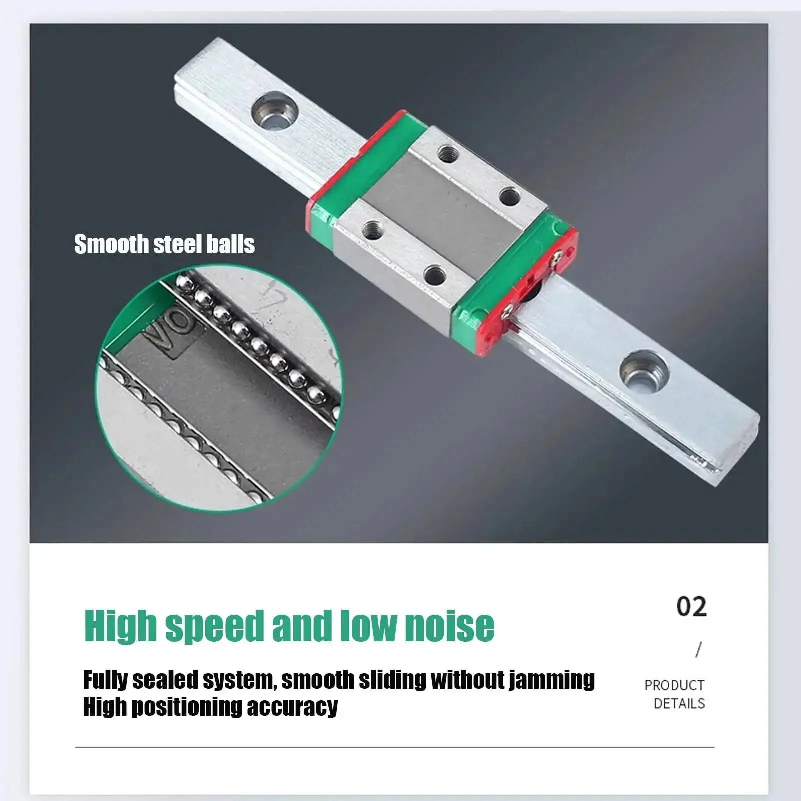9mm Mini Linear Rail Guide With Ball Retainer And Lubrication System, Steel Rail Block For Precision Measurement And Smooth Motion, Four Point Load Design For Rock Solid Stability, 100mm Length - Image 3