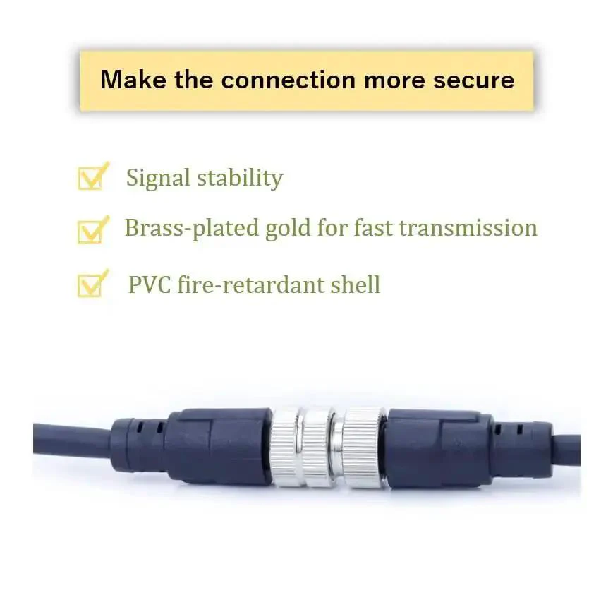 A Code Straight 4 Pin Female M12 Connector Cable For Aviation Sensor IP67 Waterproof Solder Locking System Gold Plated Brass Contacts 60V 2A Industrial Grade 1m - Image 3