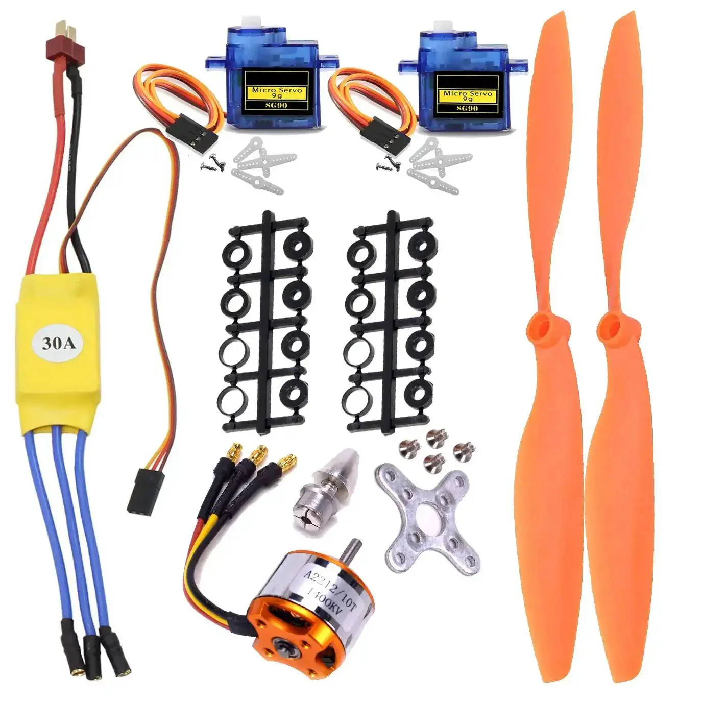 A2212 1400KV Brushless RC Motor With 30A ESC And SG90 Micro Servo 8060 Propeller Set For RC Planes Quadcopters Fixed Wing Helicopters Kit Includes Ready To Roll Power System For Fast Builds And Stable Flight