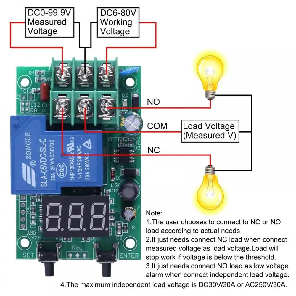 A30-U1 DC 0 To 99.9V Voltage Guard Controller Board With Delay Relay For Overvoltage Undervoltage Protection, Voltage Detection, Real-Time Screen Readout, And Easy Set Mode For Hassle-Free Power Monitoring - Image 5