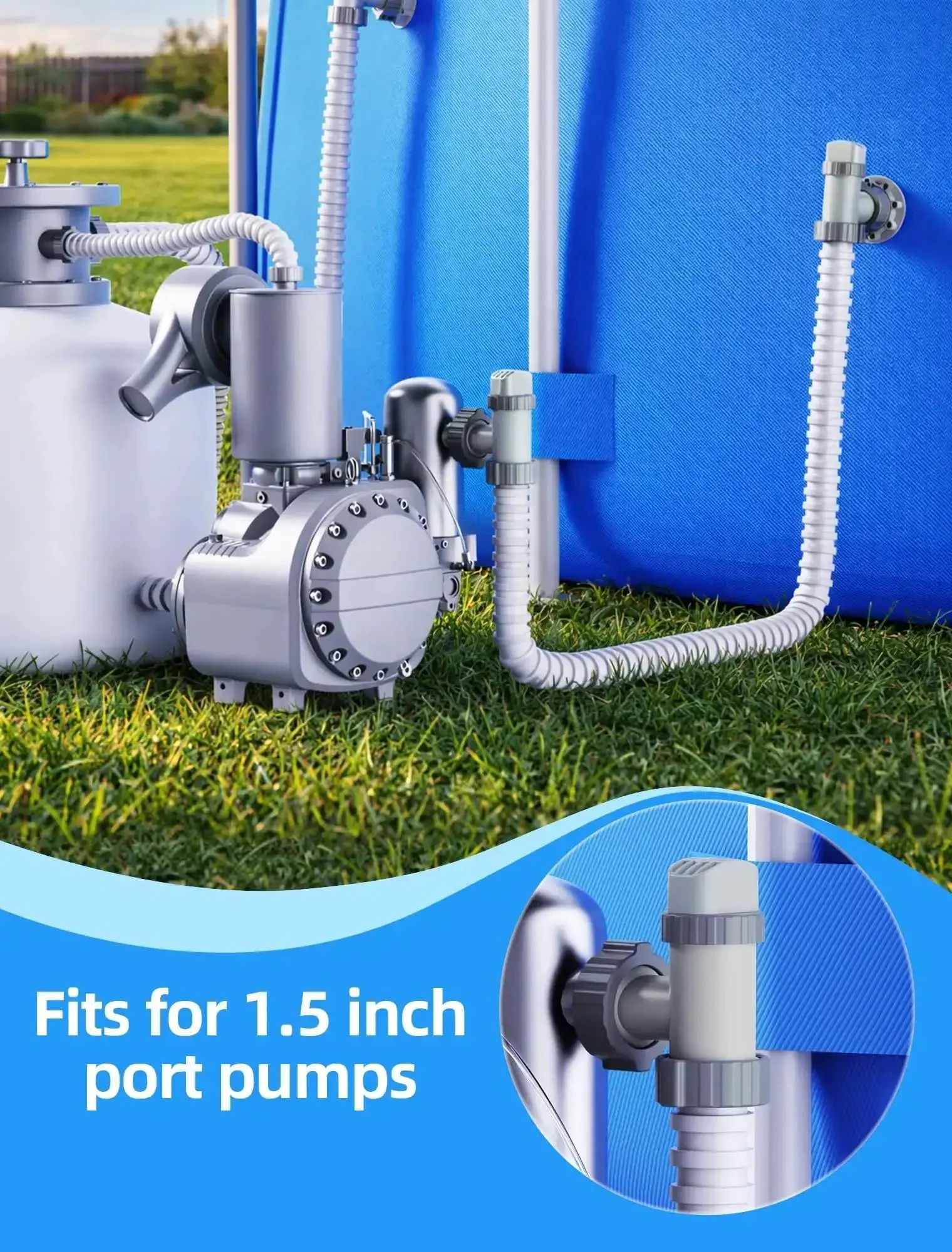Above Ground Pool Inlet And Return Replacement Kit With Plunger Valve And 1.5 Inch Outlet Strainer Connector Jet Nozzle And Strainer Grid For Quick No Fuss Upgrades Fits Intex And Coleman Pool Parts And Sand Pumps - Image 6