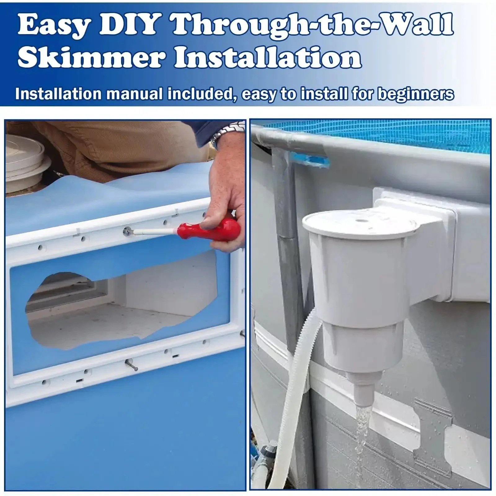 Above Ground Pool Skimmer Kit With Wide Mouth Thru-Wall Opening, Durable ABS One-Piece Skimmer, Rugged All Weather Construction, Outer 13 9 16 In By 7 9 16 In, Inner 11 15 16 In By 5 5 16 In, Will Not Warp In Extreme Heat Or Cold - Image 6
