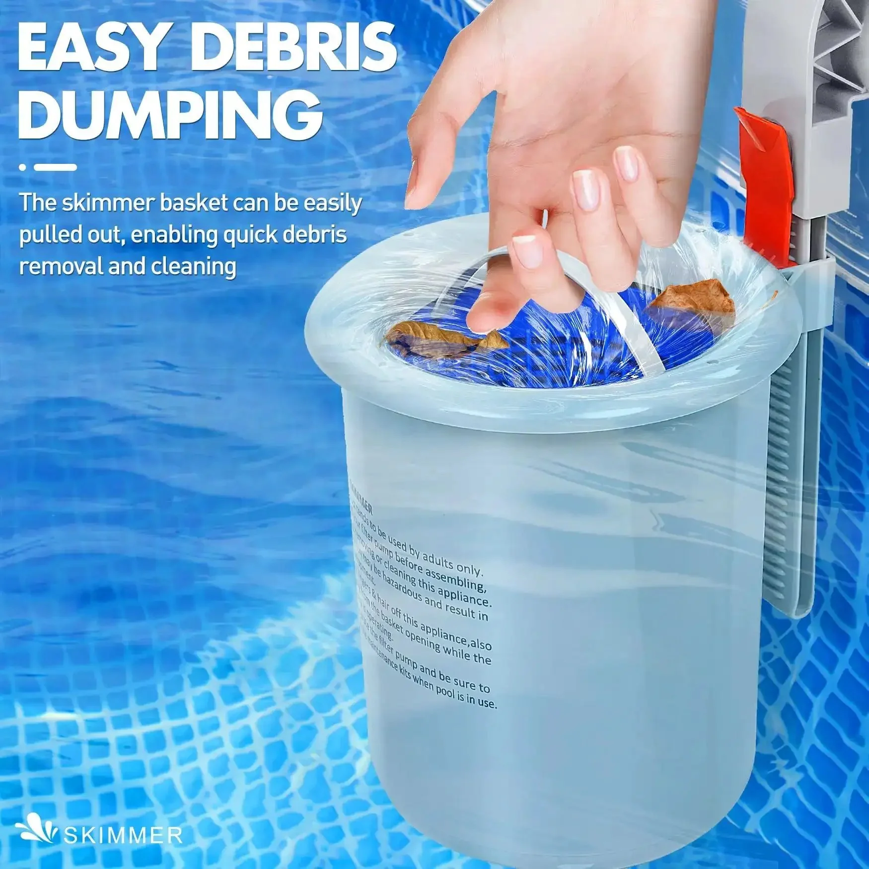 Above Ground Pool Surface Skimmer Automatic Top Of Water Skimmer With Wall Mount Easy Install Removable Skimmer Basket Floating Pool Filter And Maintenance Kit For Fast Cleanups And Low Maintenance - Image 2