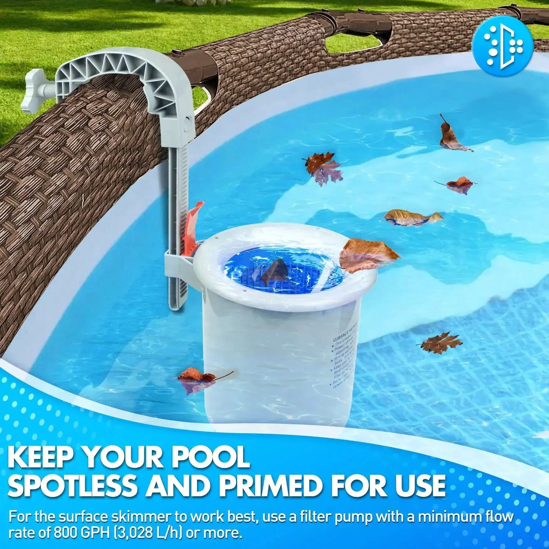 Above Ground Pool Surface Skimmer Automatic Top Of Water Skimmer With Wall Mount Easy Install Removable Skimmer Basket Floating Pool Filter And Maintenance Kit For Fast Cleanups And Low Maintenance - Image 4