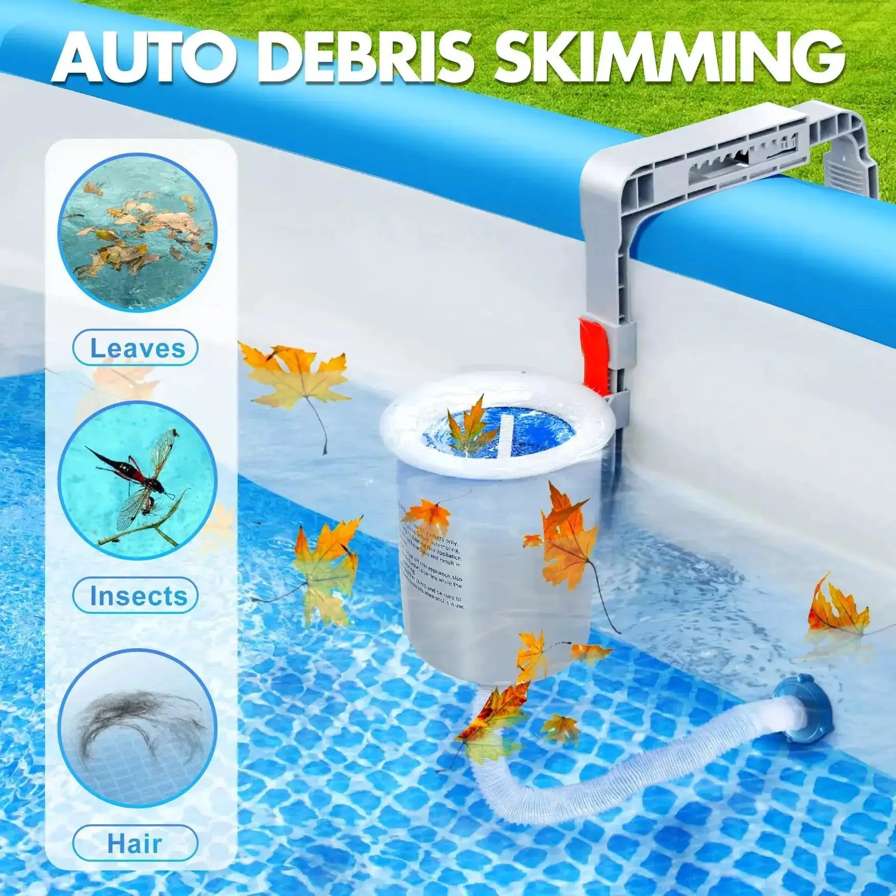 Above Ground Pool Surface Skimmer Automatic Top Of Water Skimmer With Wall Mount Easy Install Removable Skimmer Basket Floating Pool Filter And Maintenance Kit For Fast Cleanups And Low Maintenance - Image 5