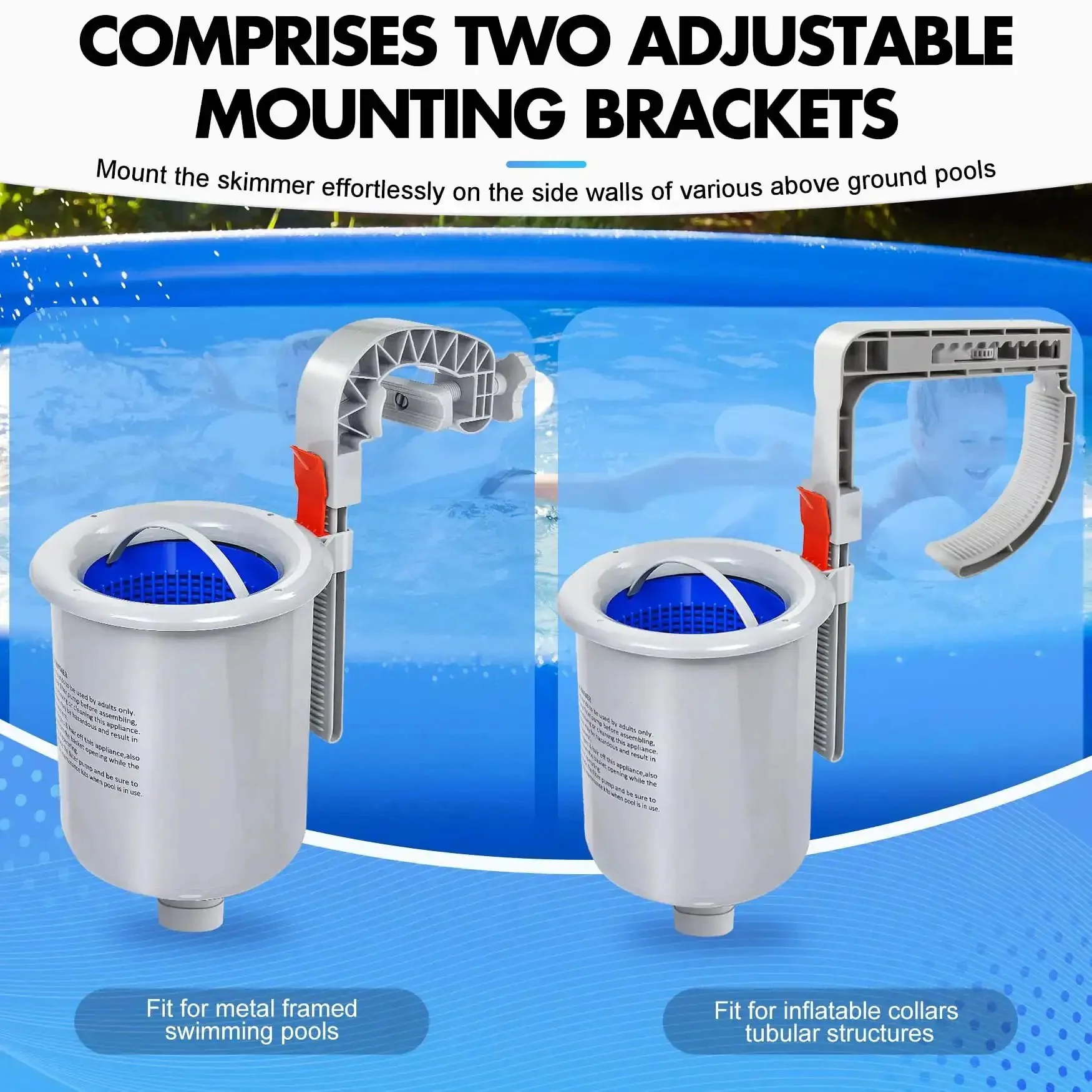 Above Ground Pool Surface Skimmer Automatic Top Of Water Skimmer With Wall Mount Easy Install Removable Skimmer Basket Floating Pool Filter And Maintenance Kit For Fast Cleanups And Low Maintenance - Image 7