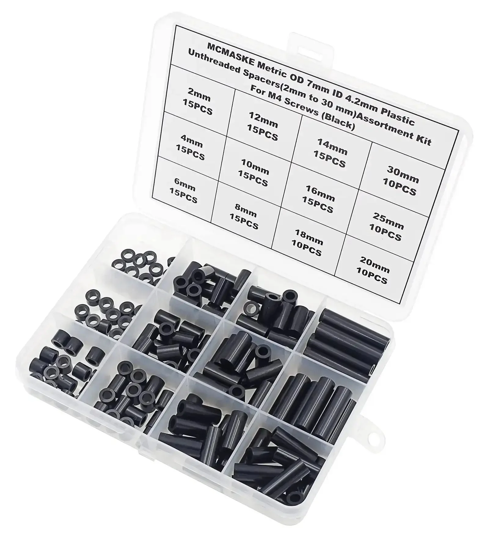 ABS Plastic Unthreaded Spacers Kit For M4 Screws With 7mm Outer Diameter And 4.2mm Inner Diameter Black Round Spacers Including Clearance Spacers In Assorted Lengths From 2mm To 30mm - Image 5