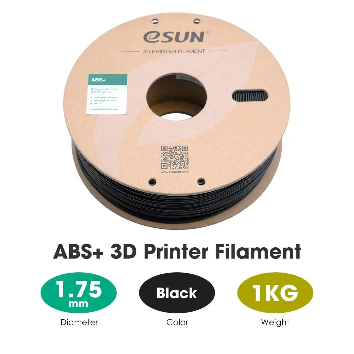 ABS Plus 1.75mm Filament For 3D Printing, Built Tough With Low Warping, Tight Dimensional Tolerance 0.05mm, 1kg Black Spool, Durable, Heat And Wear Resistant Filament For Desktop 3D Printers - Image 7