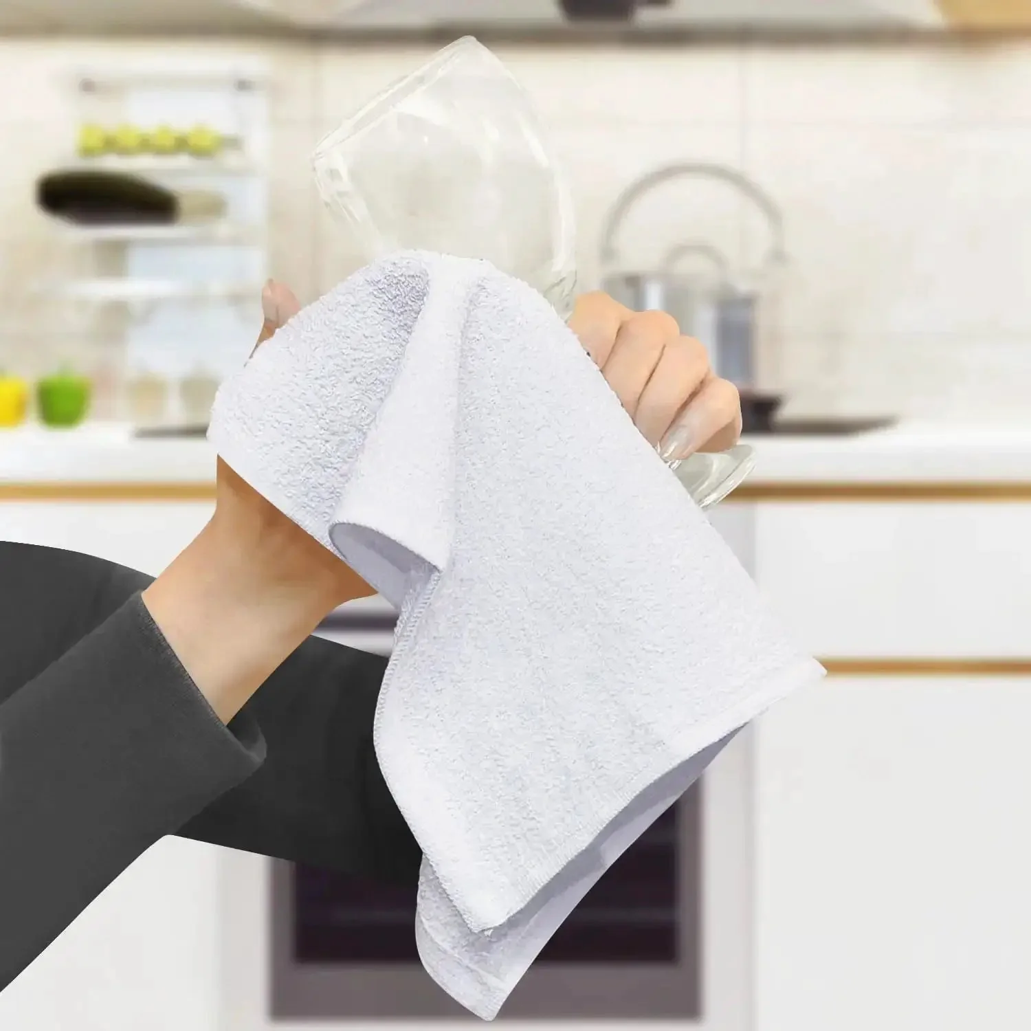 Absorbent Quick Dry Bar Mop Towels Pack Of 60, 14x17 Commercial Grade Cotton Cleaning Rags For Kitchen And Bar, White Reusable Shop Towels For Heavy Duty Cleaning And Spill Cleanup - Image 5