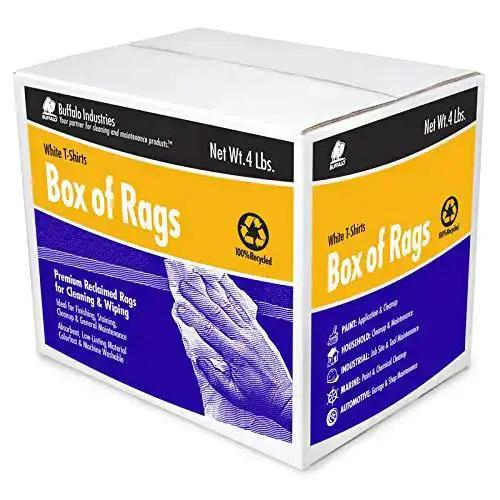 Absorbent White Recycled T Shirt Cloth Rags Box For All Purpose Wiping Cleaning And Polishing Made From 100 Percent Recycled Materials Great For Auto Detailing Garage Home Shop Use Works Like A Charm Lint Free Quality - Image 3