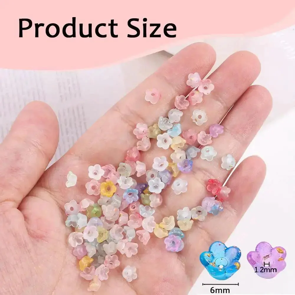 Acrylic Frosted Flower Beads Six Millimeter With Golden Speckles Matte Mini Floral Spacer Beads Bulk 1000pcs In Storage Box For Necklace Bracelet Earrings DIY Jewelry Making And Craft Projects - Image 5