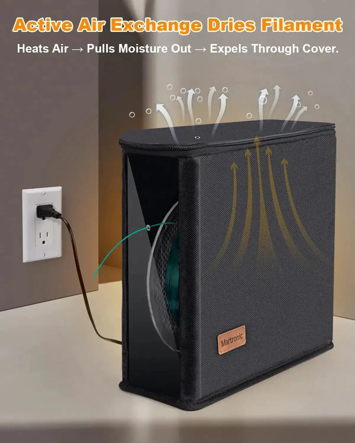 Active Print While Drying Filament Feeder And Dryer For 3D Printers, 25W Silent Warmer, Spool Holder, Dust Proof And Portable, Optimized For PLA PETG TPU, Keeps Moisture Out While Your Print Runs - Image 9
