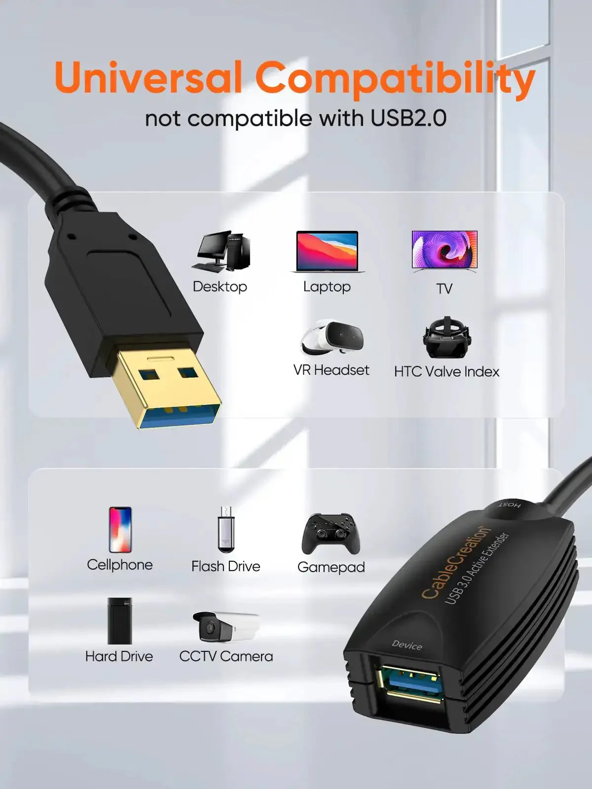 Active USB 3.0 Extension Cable 16.4 Ft 5M Male To Female With Signal Booster And Gold Plated Connectors For Oculus Quest 2 Rift Sensor Steam VR And Gaming PC Plug And Play VR Ready Dope Performance - Image 5