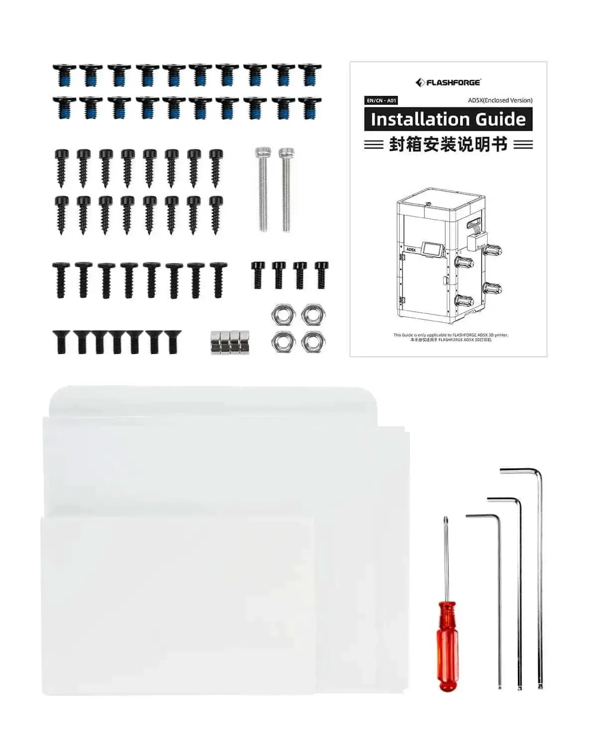 AD5X 3D Printer Enclosure Kit With Constant Temperature Module For Stable Prints, Odor Blocking, And High Temp Filaments Like ABS And ASA, DIY Customizable Exterior, Improves Surface Quality