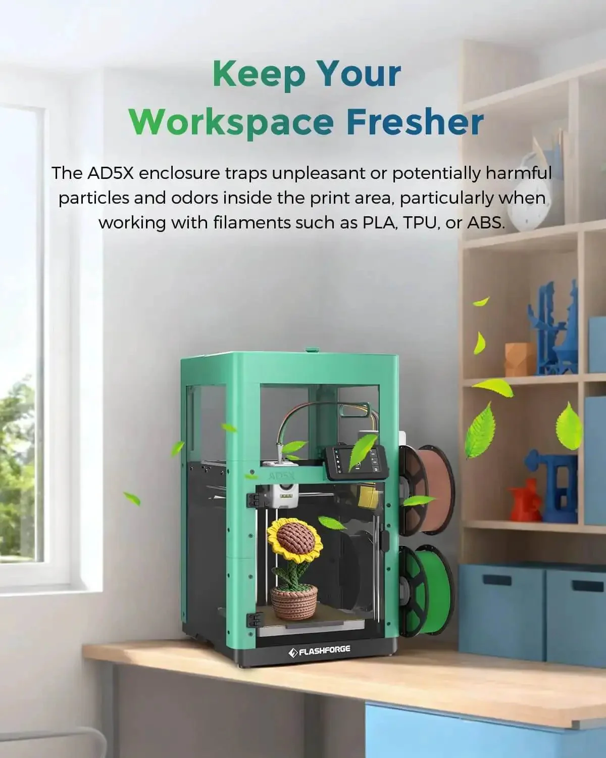 AD5X 3D Printer Enclosure Kit With Constant Temperature Module For Stable Prints, Odor Blocking, And High Temp Filaments Like ABS And ASA, DIY Customizable Exterior, Improves Surface Quality - Image 3