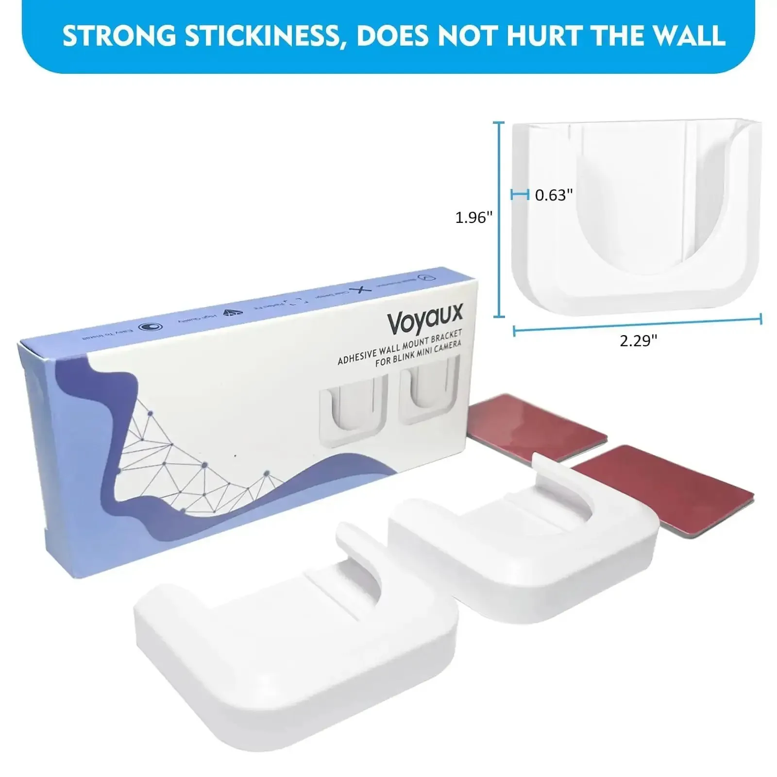 Adhesive Wall Mount Bracket For Blink Mini Indoor Camera No Drill No Screws Damage-Free Easy Install 2 Pack Stick-On Home Security Accessory For Living Room Hallway Bedroom With Clean Cable Management - Image 3