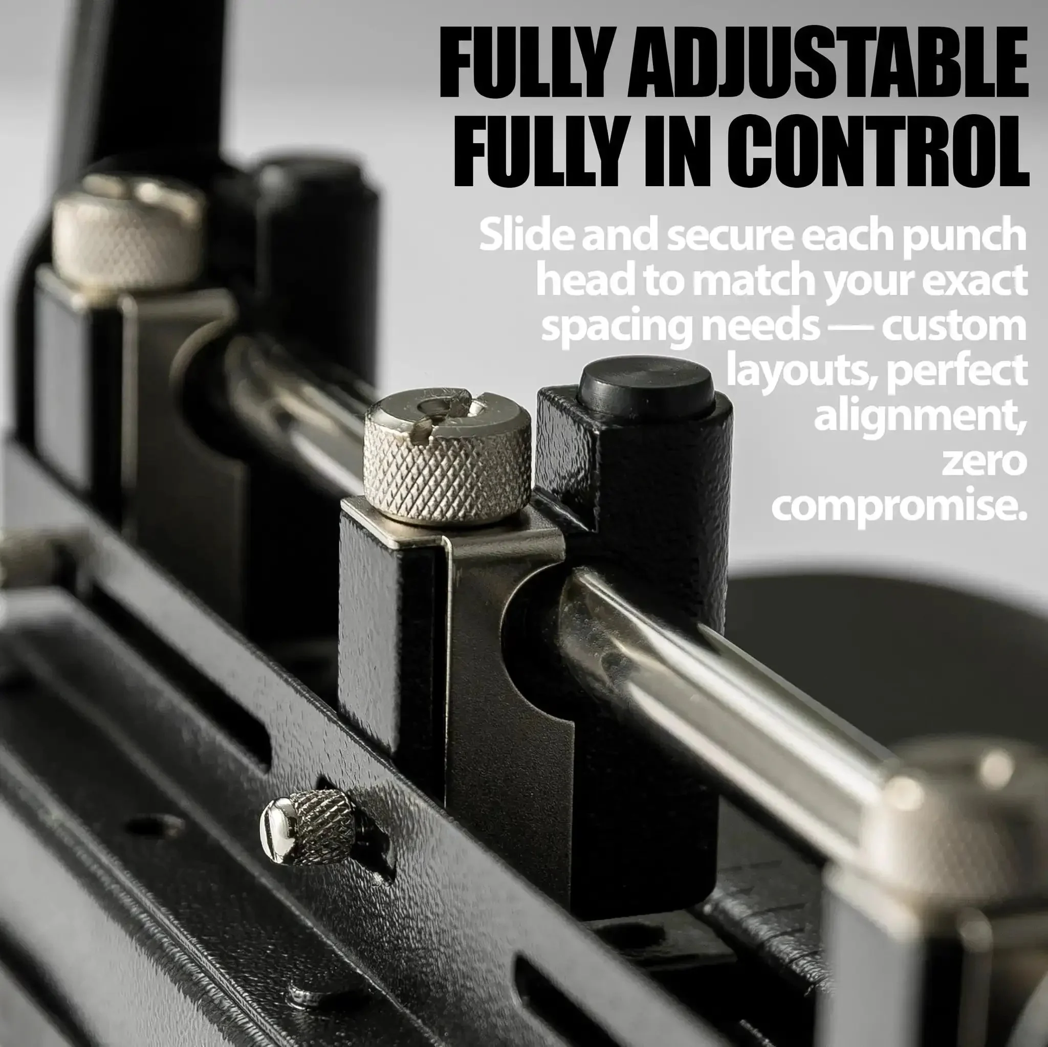 Adjustable 2 Or 3 Hole Punch For Home Office Use 32 Sheet Capacity Dual Hole Settings Built In Paper Guide For Precise Hole Alignment Ergonomic Handles Easy Clean Chip Tray Boss Level Black Office Tool - Image 4