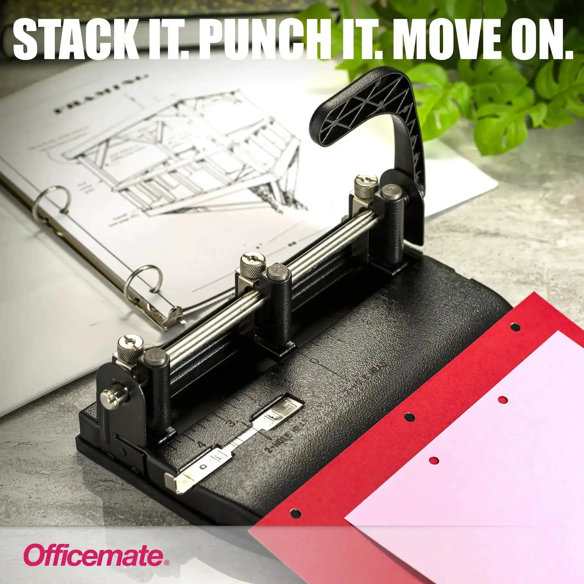 Adjustable 2 Or 3 Hole Punch For Home Office Use 32 Sheet Capacity Dual Hole Settings Built In Paper Guide For Precise Hole Alignment Ergonomic Handles Easy Clean Chip Tray Boss Level Black Office Tool - Image 7