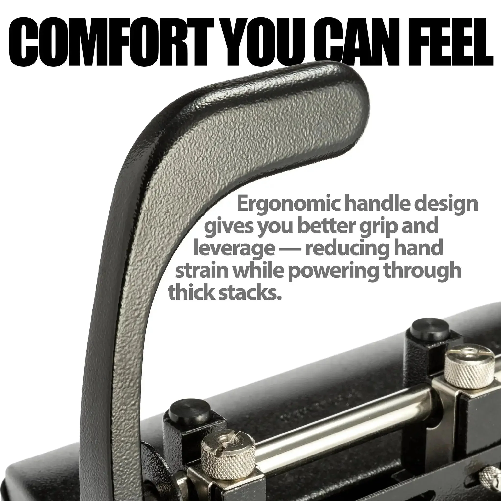 Adjustable 2 Or 3 Hole Punch For Home Office Use 32 Sheet Capacity Dual Hole Settings Built In Paper Guide For Precise Hole Alignment Ergonomic Handles Easy Clean Chip Tray Boss Level Black Office Tool - Image 9