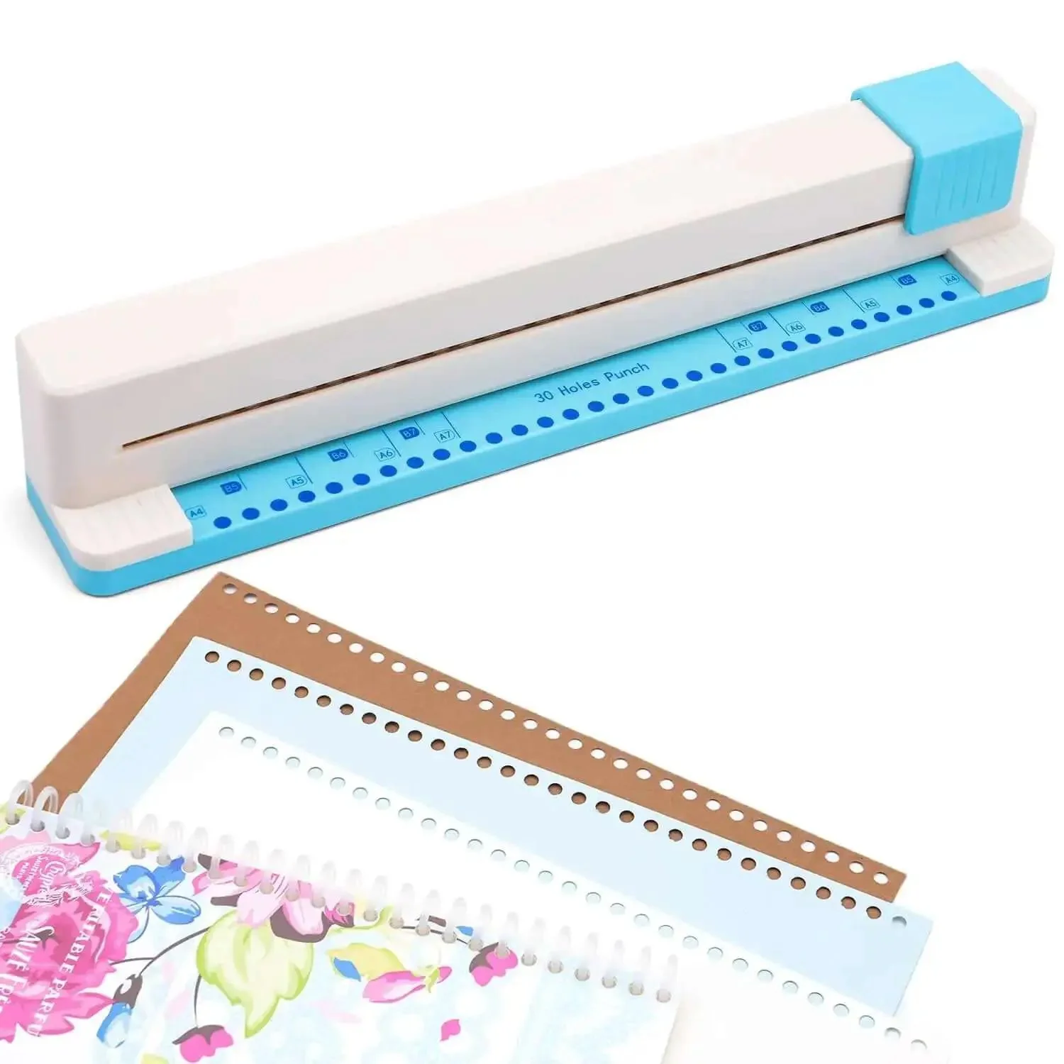 Adjustable 30 Hole Binding Punch For Discbound Notebooks And Journals Portable Hand Operated Puncher For Planners Calendars To Do Lists And School Projects No Fuss With Clear Scale Guide And Easy Setup