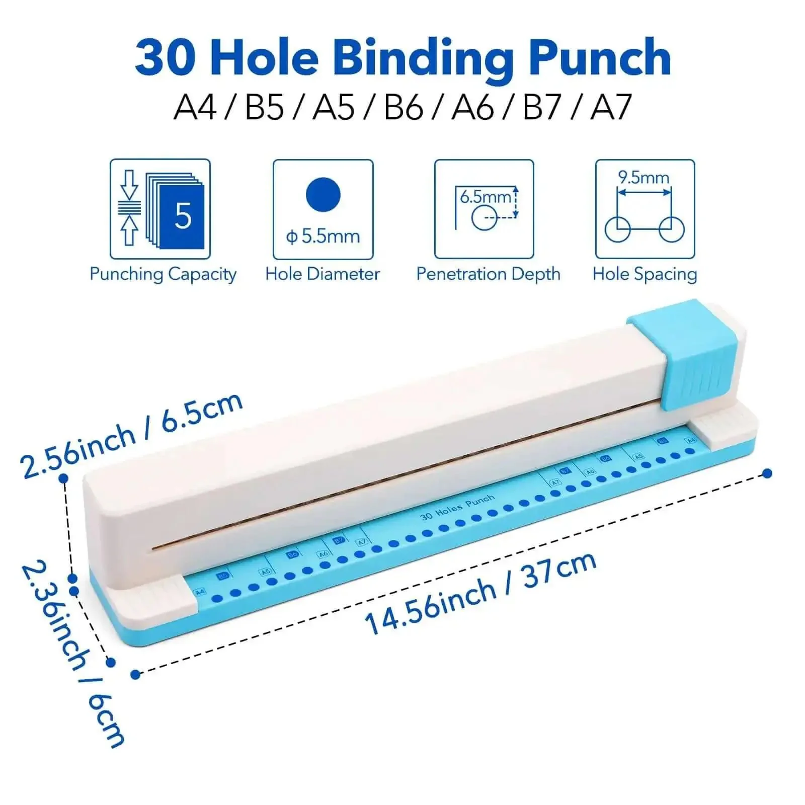 Adjustable 30 Hole Binding Punch For Discbound Notebooks And Journals Portable Hand Operated Puncher For Planners Calendars To Do Lists And School Projects No Fuss With Clear Scale Guide And Easy Setup - Image 5