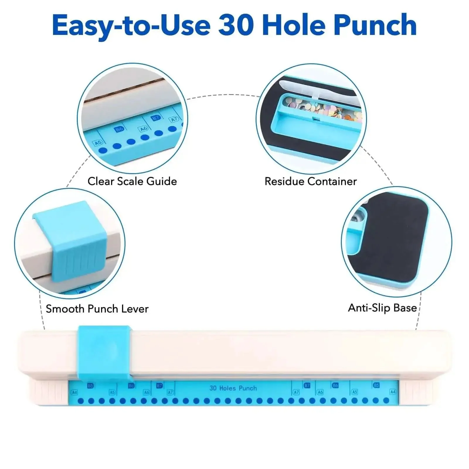 Adjustable 30 Hole Binding Punch For Discbound Notebooks And Journals Portable Hand Operated Puncher For Planners Calendars To Do Lists And School Projects No Fuss With Clear Scale Guide And Easy Setup - Image 8
