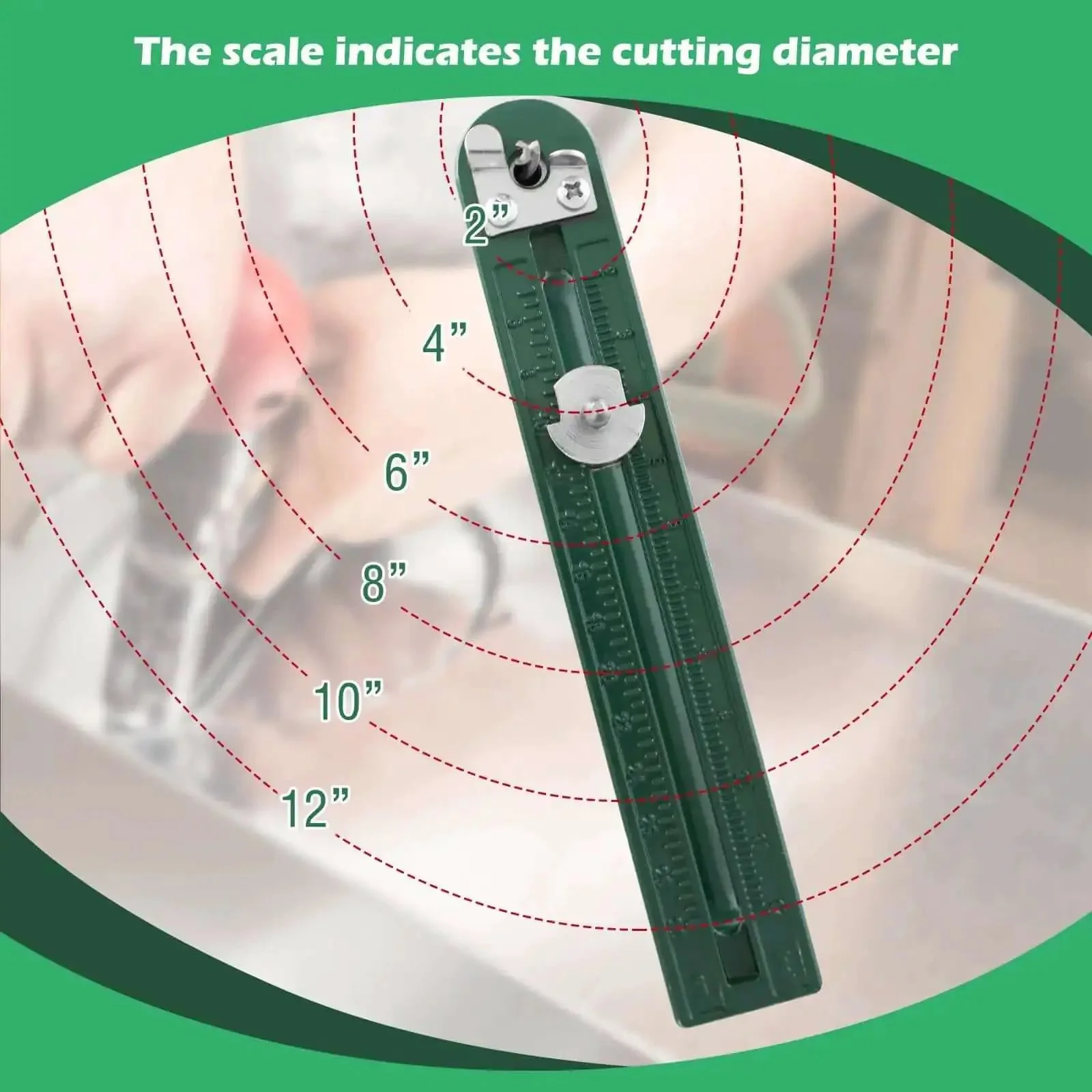 Adjustable Circle Hole Cutter for Sheet Metal 2 to 12 Inch with 2 Drill Bits Fits a One Quarter Inch Drill Chuck Cuts 24 Gauge Steel and 26 Gauge Stainless for Ductwork HVAC Roofing and Duct Systems - Image 6