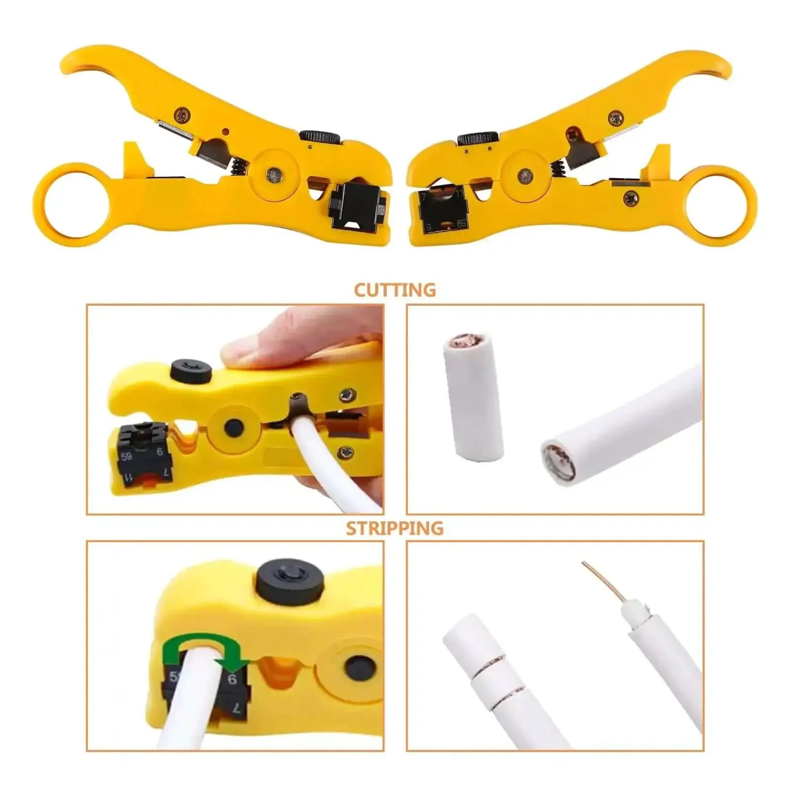 Adjustable Coax Cable Crimp Kit With Stripper And 20 F Compression Connectors For RG6 RG59 RG11 Heavy Duty Coaxial Crimp Tool For Diy Home Theater Satellite Antenna Installations Pro Grade Performance - Image 2