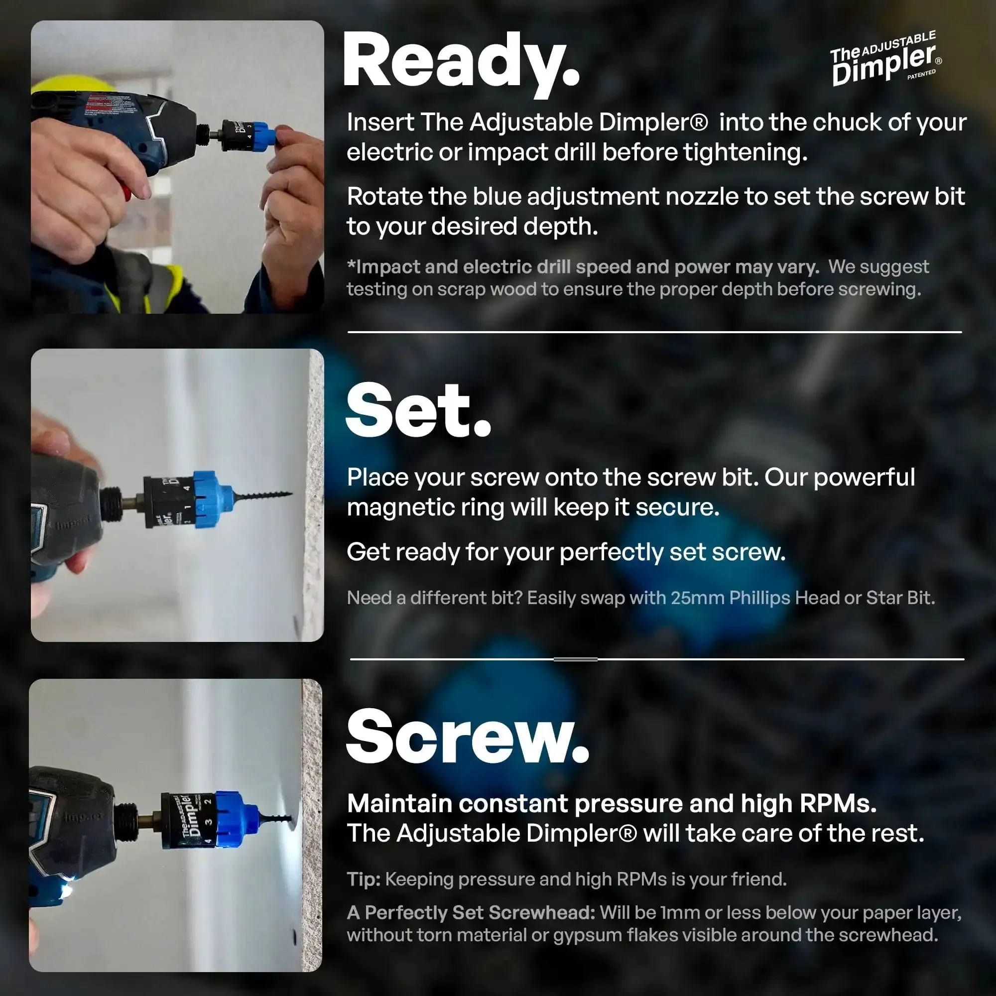Adjustable Drywall Bit And Screw Gun Attachment Turns Any Drill Into A Drywall Screw Gun Or Deck Screwdriver With Magnetic Bit Holder For Fast, Accurate And Consistent Fastening - Image 11