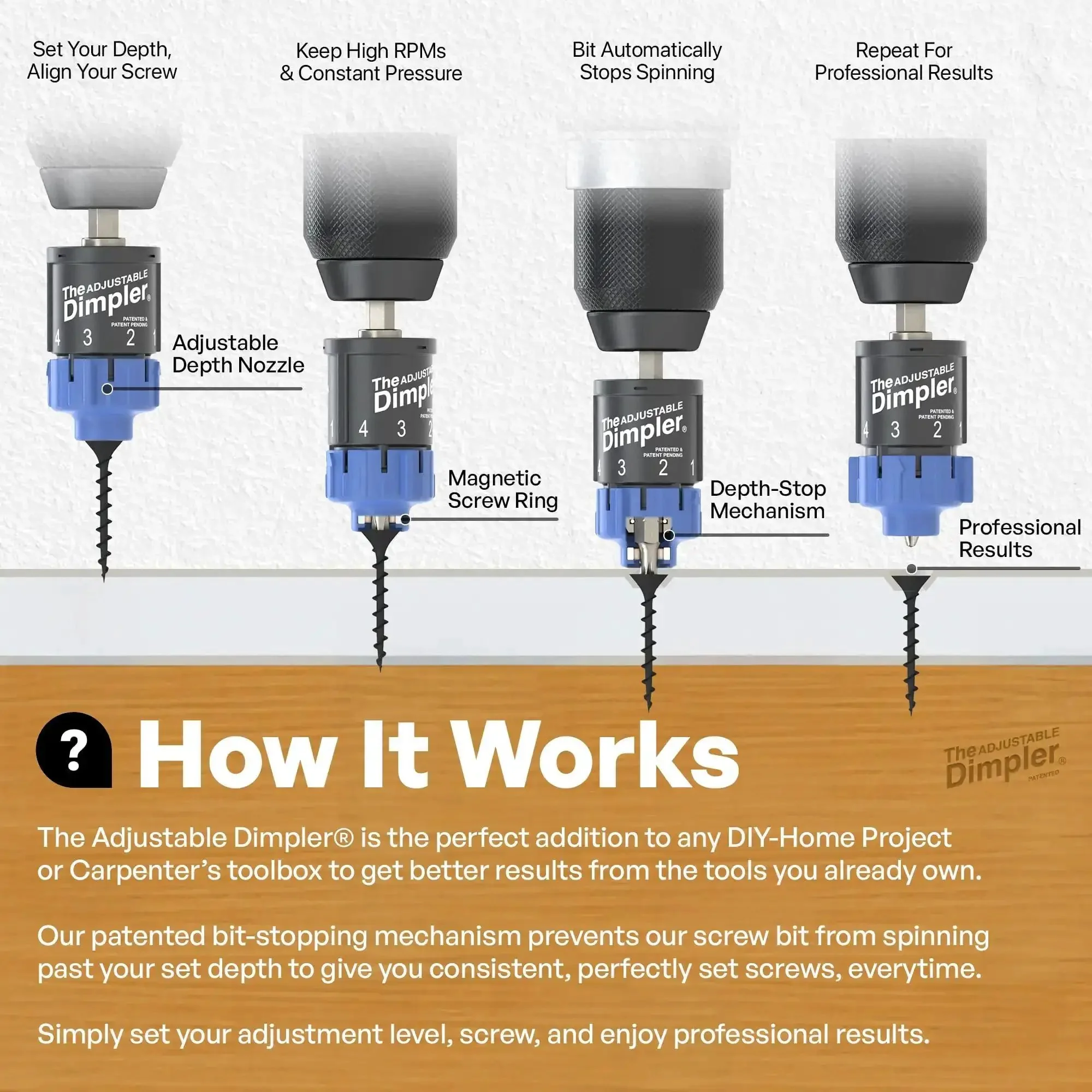 Adjustable Drywall Bit And Screw Gun Attachment Turns Any Drill Into A Drywall Screw Gun Or Deck Screwdriver With Magnetic Bit Holder For Fast, Accurate And Consistent Fastening - Image 7
