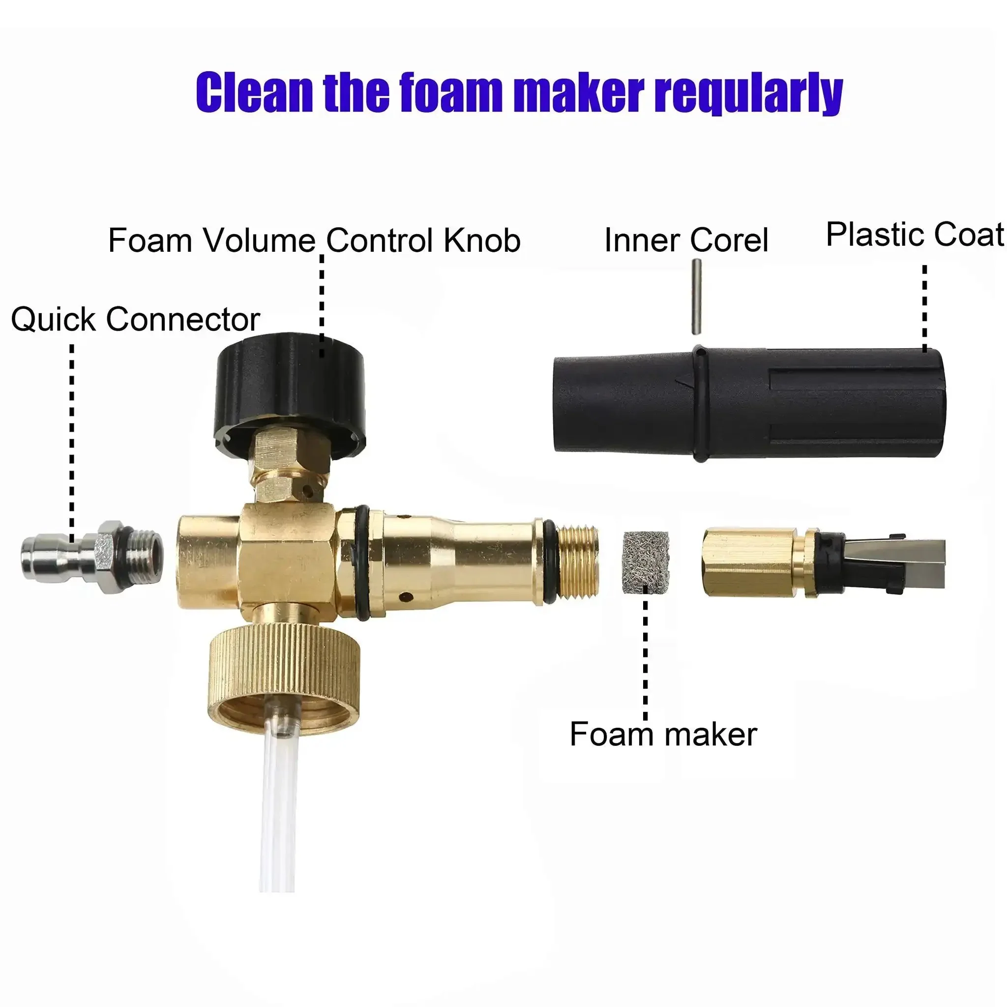 Adjustable Foam Cannon With One Quarter Inch Quick Connect, 1 Liter Capacity, Includes Five Pressure Washer Nozzle Tips, Ideal For Snow Foaming Cars And SUVs, Works With 1000 To 3000 PSI, Easy To Install And Refill - Image 6