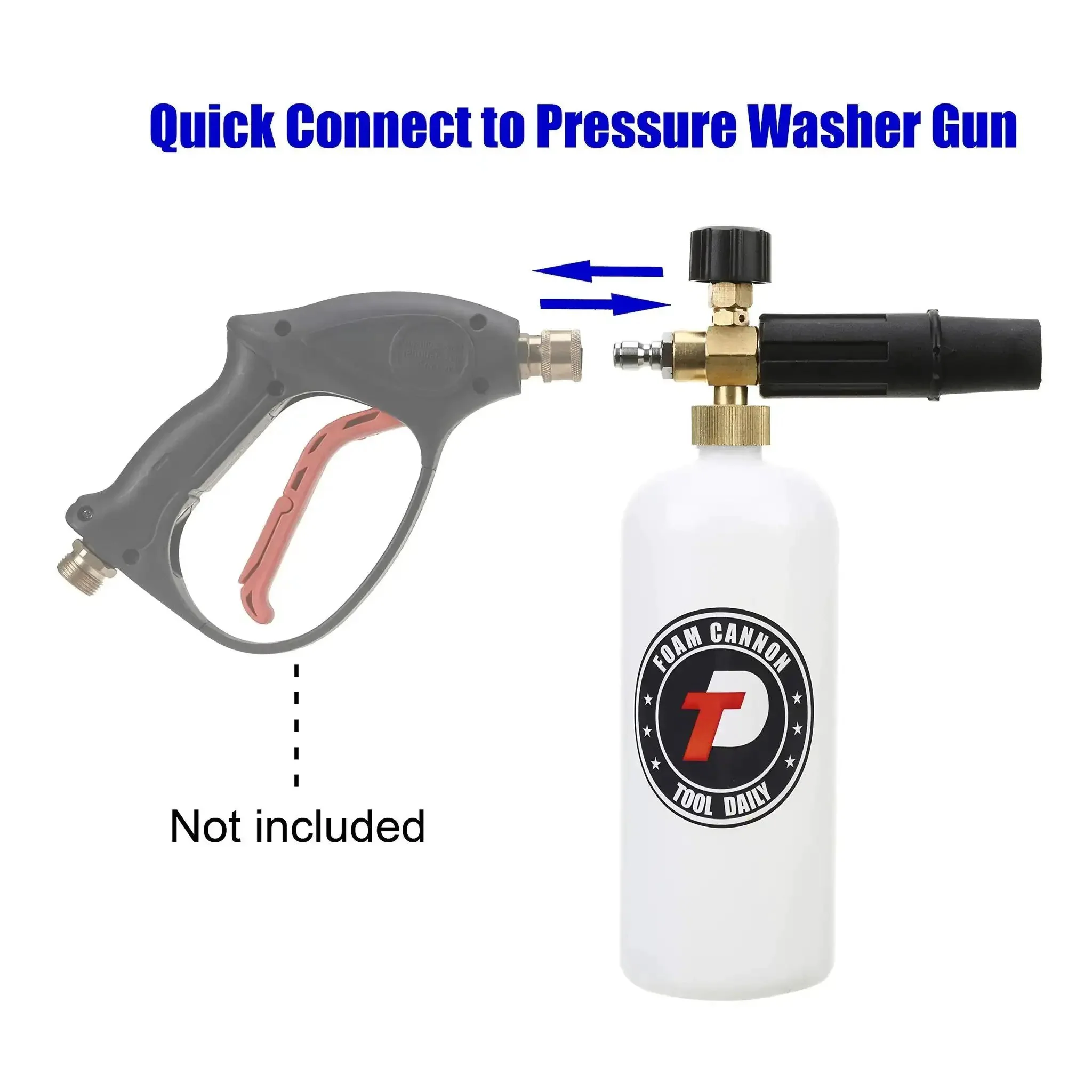 Adjustable Foam Cannon With One Quarter Inch Quick Connect, 1 Liter Capacity, Includes Five Pressure Washer Nozzle Tips, Ideal For Snow Foaming Cars And SUVs, Works With 1000 To 3000 PSI, Easy To Install And Refill - Image 8