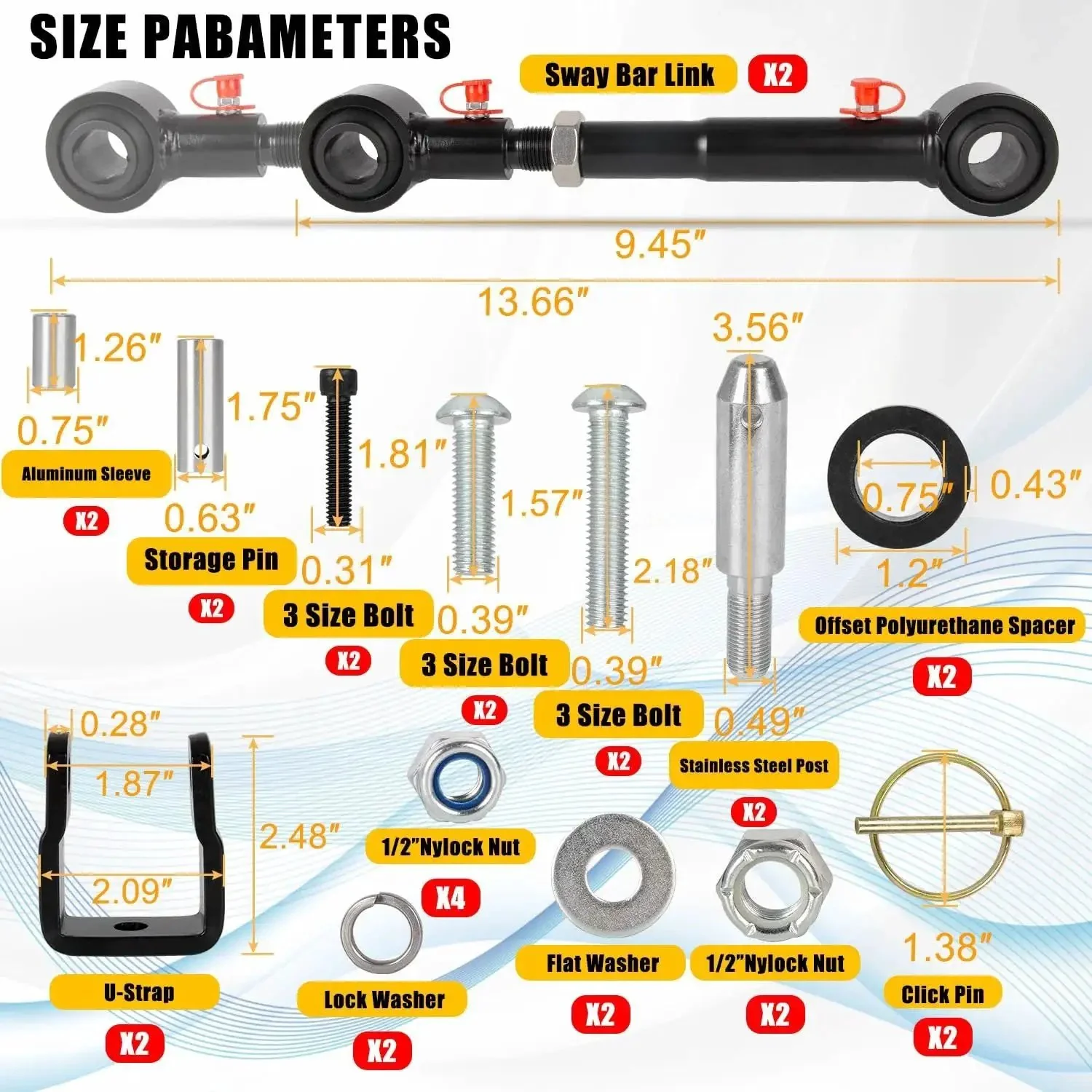 Adjustable Front Sway Bar Quick Disconnects For Jeep Wrangler TJ 1998 2006 And Cherokee XJ 1984 2001 Stabilizer Bar End Links For 2.5 To 6 Inch Lift Off Road Suspension 2 Piece Heavy Duty Upgrade - Image 4