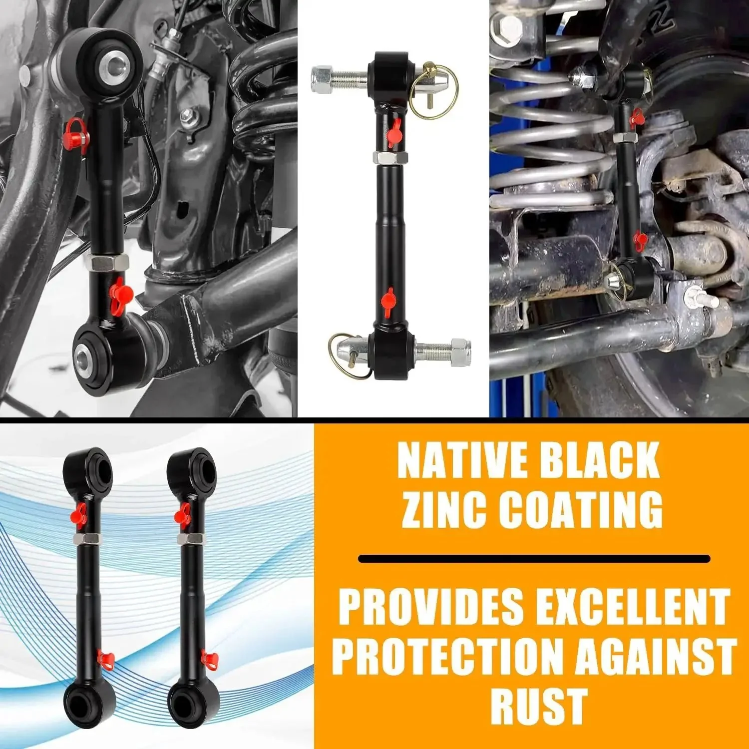 Adjustable Front Sway Bar Quick Disconnects For Jeep Wrangler TJ 1998 2006 And Cherokee XJ 1984 2001 Stabilizer Bar End Links For 2.5 To 6 Inch Lift Off Road Suspension 2 Piece Heavy Duty Upgrade - Image 5