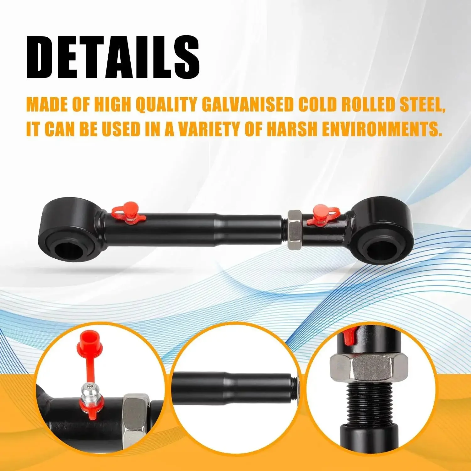 Adjustable Front Sway Bar Quick Disconnects For Jeep Wrangler TJ 1998 2006 And Cherokee XJ 1984 2001 Stabilizer Bar End Links For 2.5 To 6 Inch Lift Off Road Suspension 2 Piece Heavy Duty Upgrade - Image 6