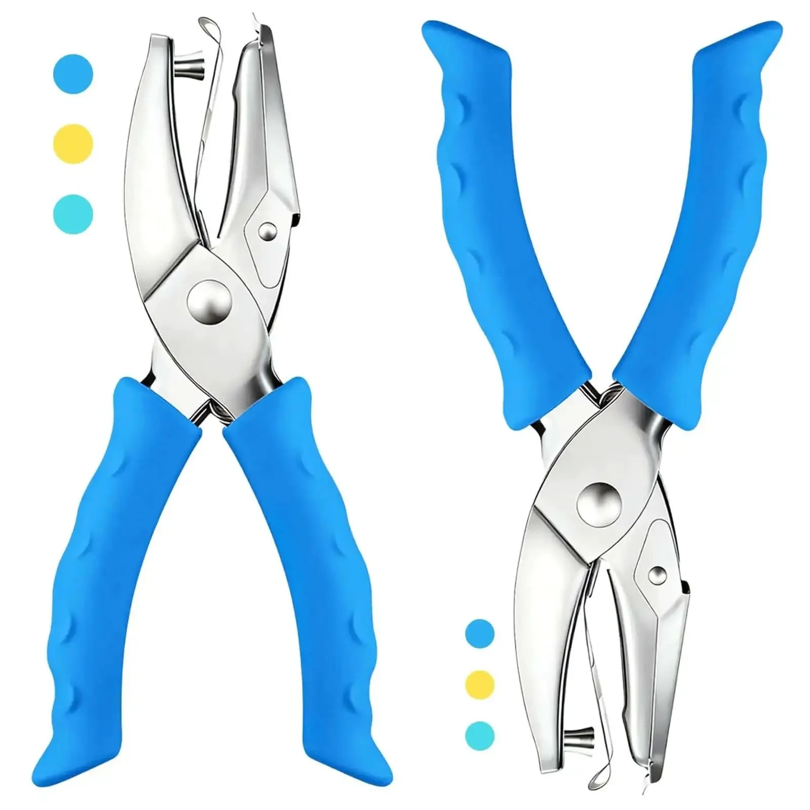 Adjustable Handheld Circle Hole Punch For Crafts And Scrapbooks With Blue Soft Grip One Quarter Inch And One Eighth Inch Heads Easy To Use For Tags Tickets Home Office And Classroom Projects Durable Metal Construction